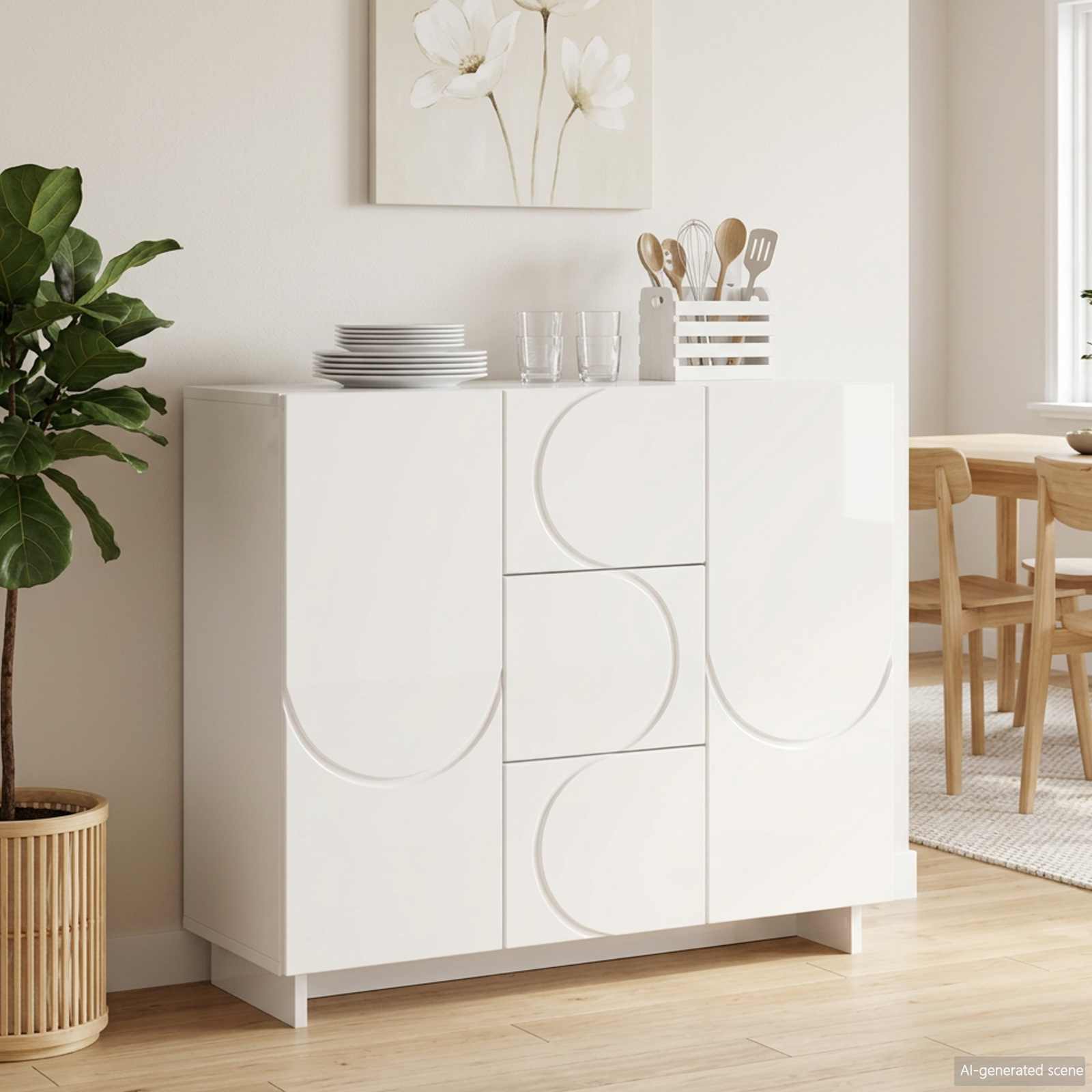 Kabalas Itin blizgi balta 85,5 x 31 x 75 cm Apdirbta mediena