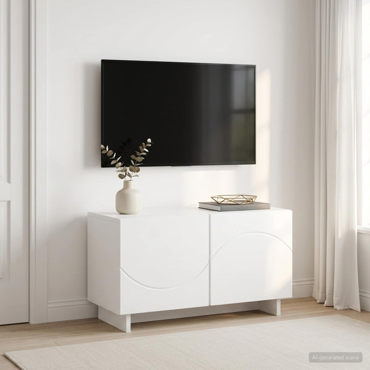 Televizoriaus stovas 60 x 34,5 x 40 cm Balta Apdirbta mediena