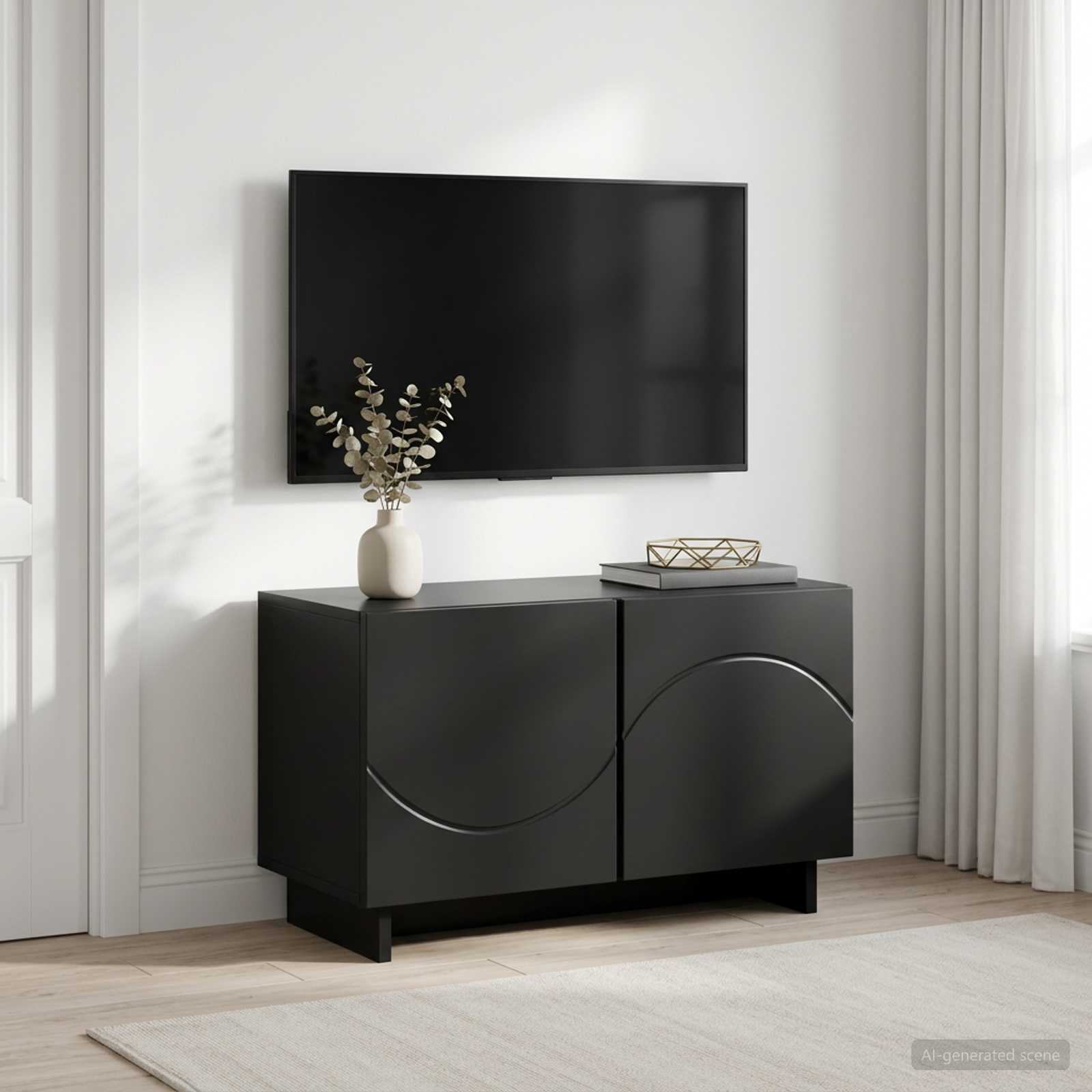 Televizoriaus stovas 60 x 34,5 x 40 cm Juoda Apdirbta mediena