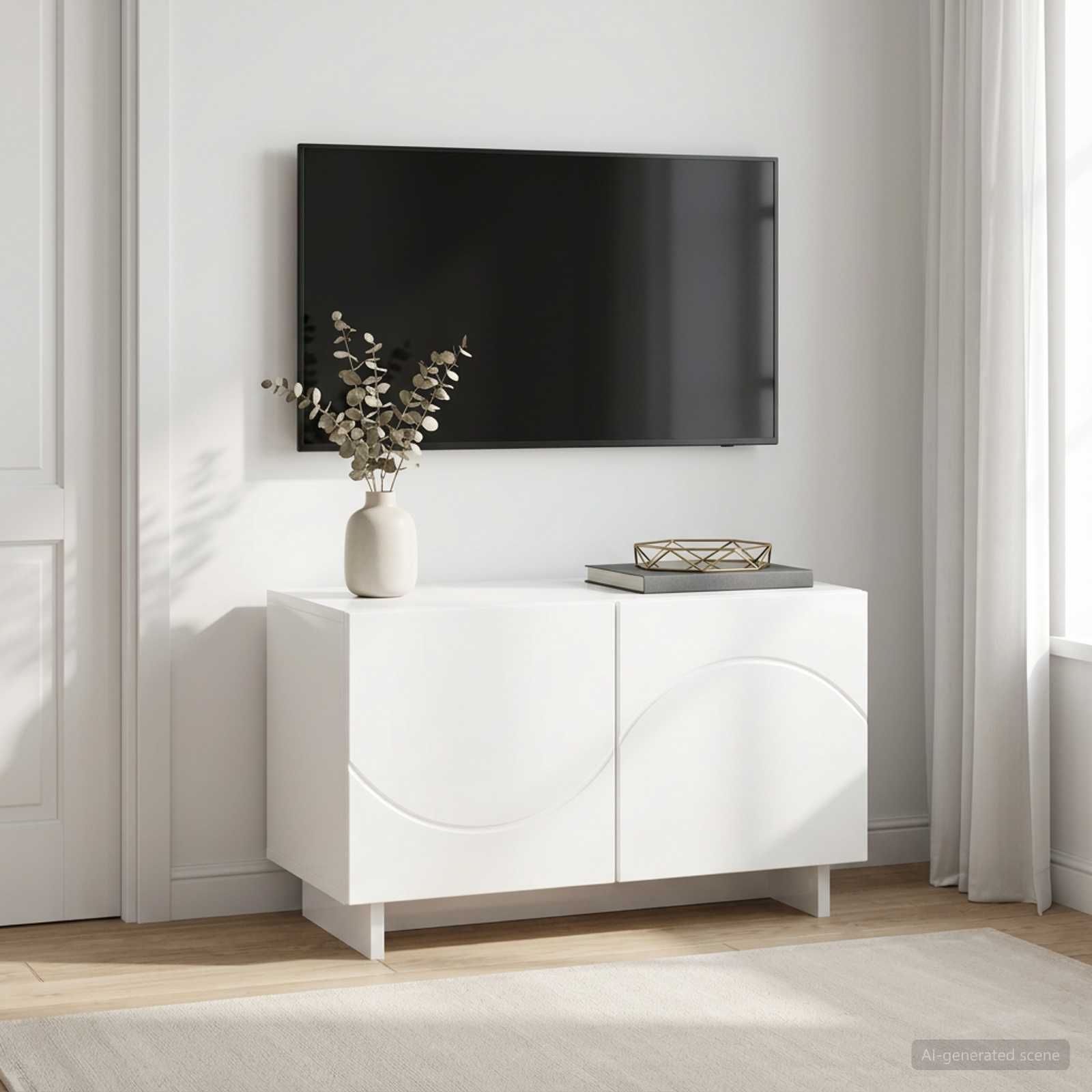 Televizoriaus stovas 60 x 34,5 x 40 cm Itin blizgi balta