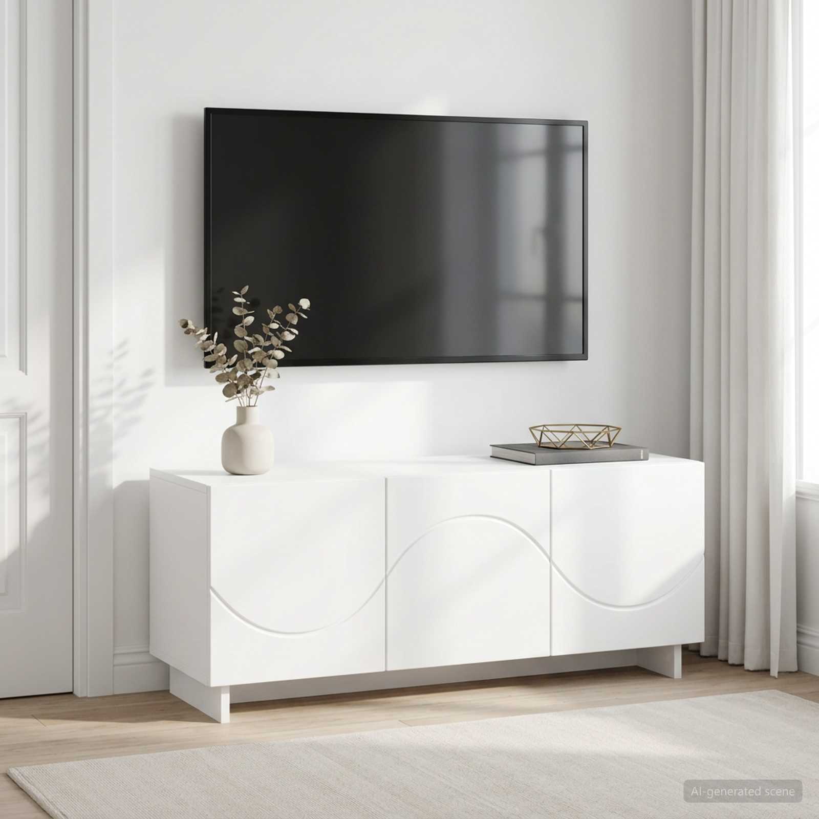 Televizoriaus stovas 90 x 34.5 x 40 cm Balta Apdirbta mediena