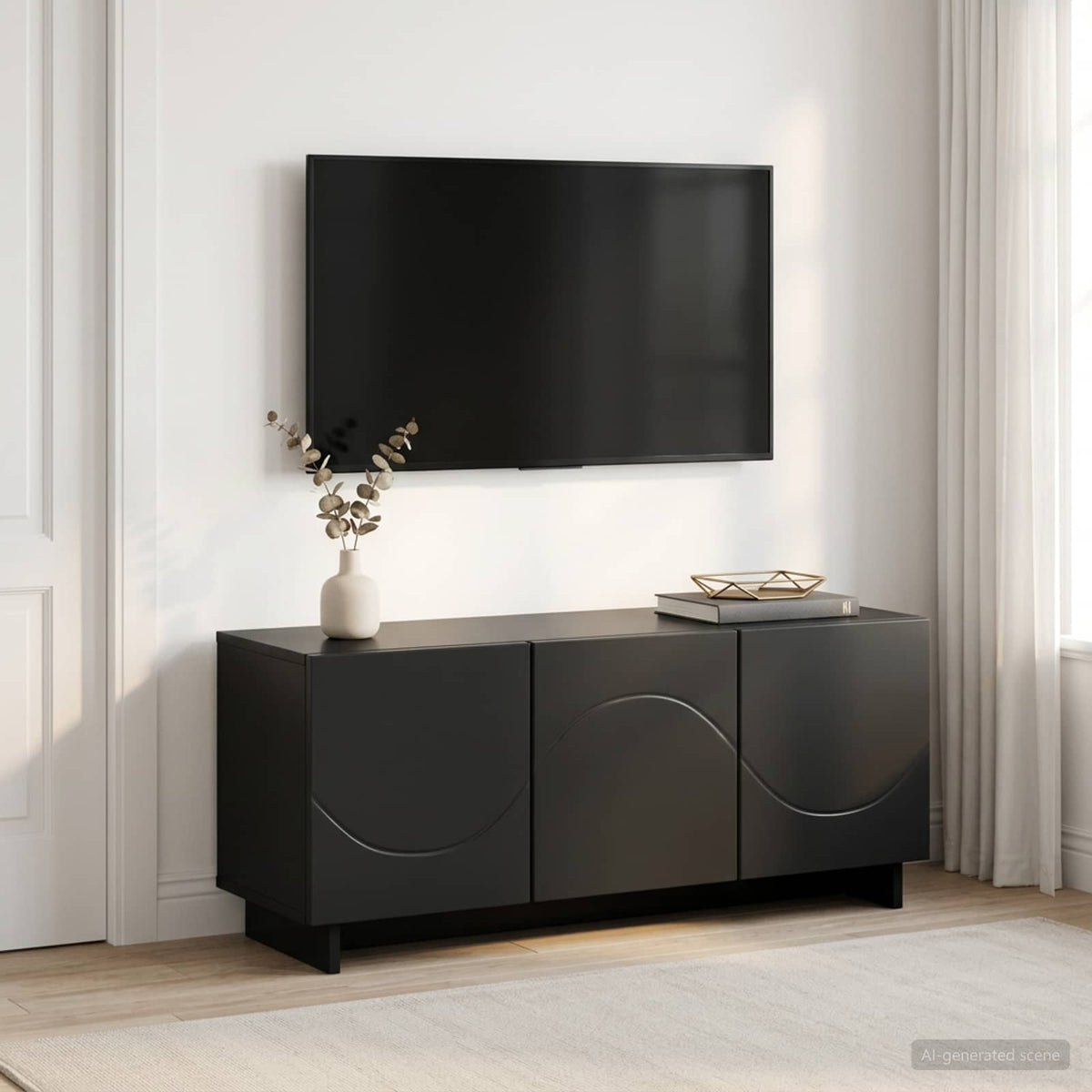 Televizoriaus stovas 90 x 34.5 x 40 cm Juoda Apdirbta mediena