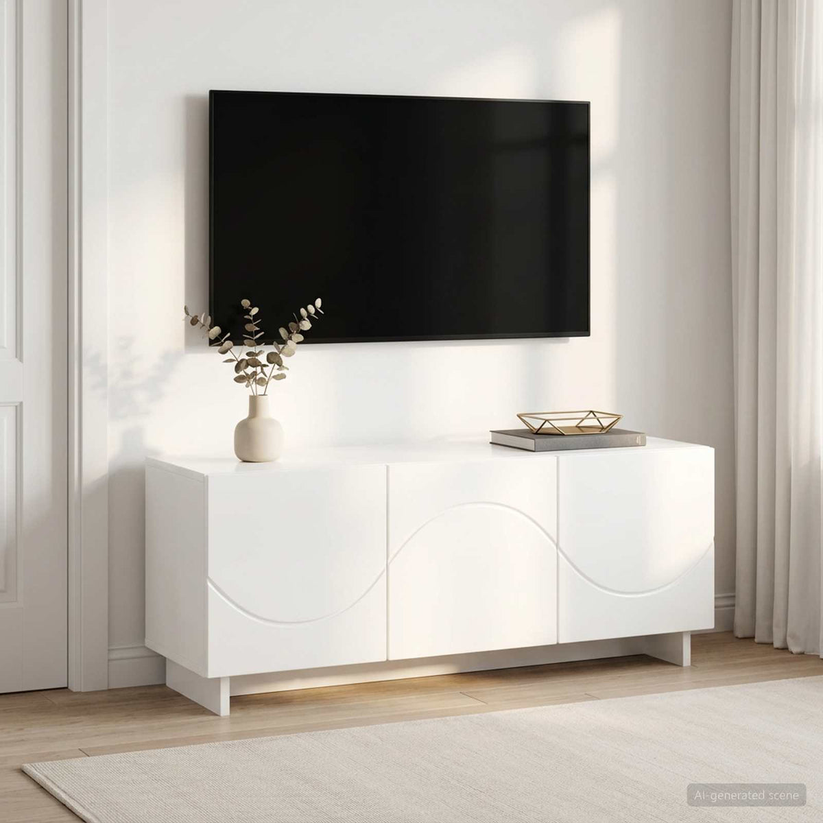 Televizoriaus stovas 90 x 34.5 x 40 cm Itin blizgi balta
