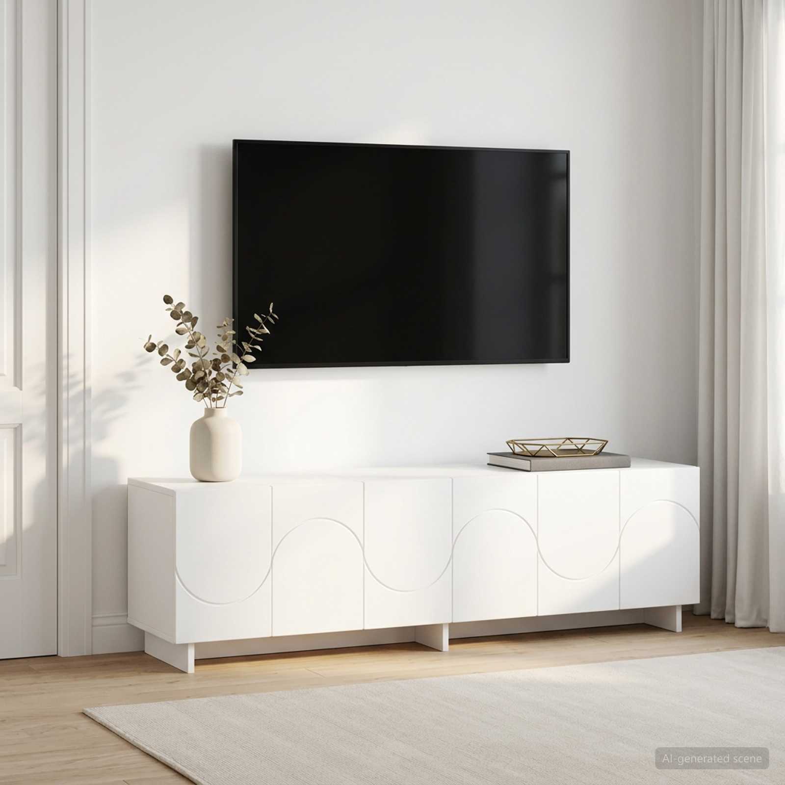 Televizoriaus stovas 140 x 34,5 x 40 cm Balta Apdirbta mediena