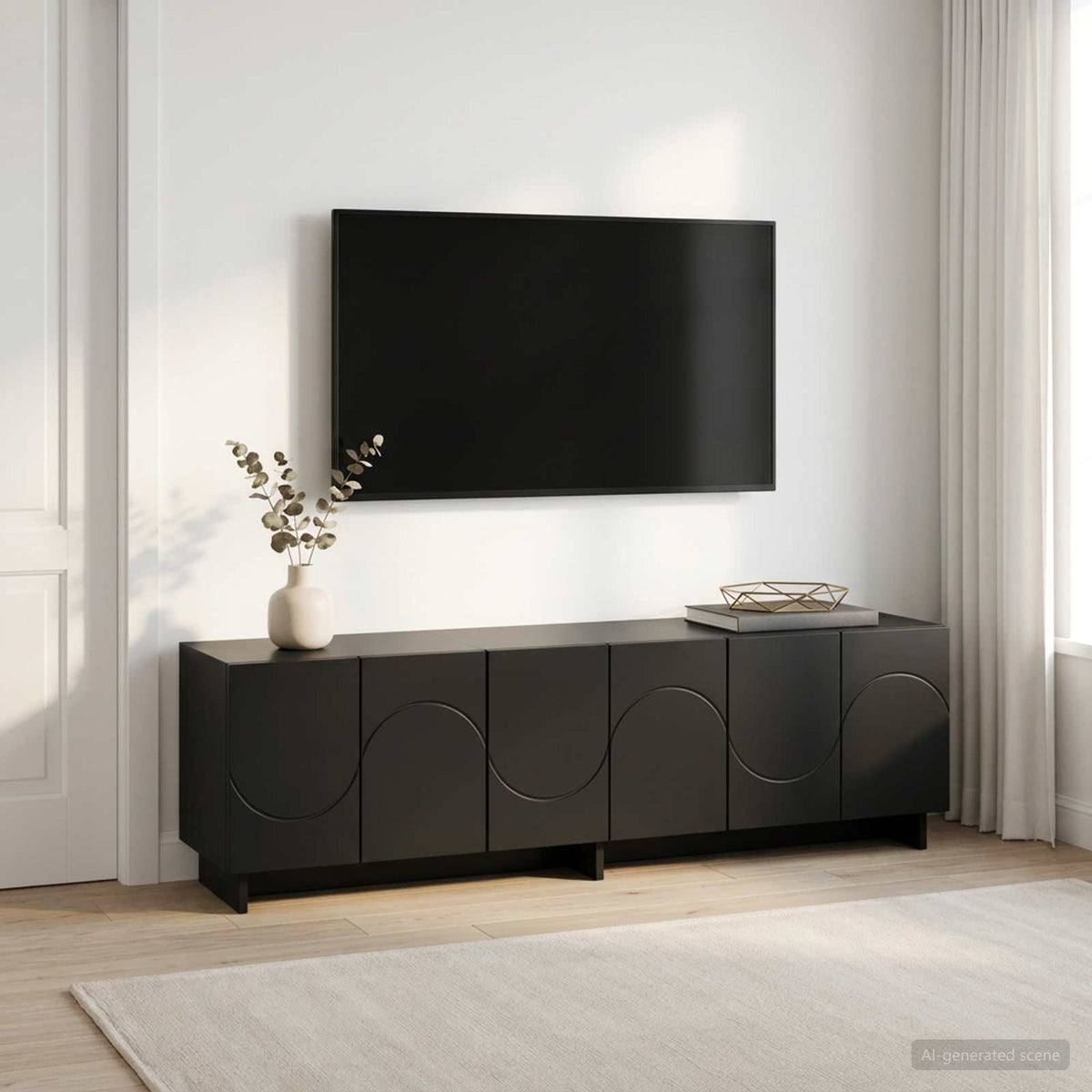 Televizoriaus stovas 140 x 34,5 x 40 cm Juoda Apdirbta mediena
