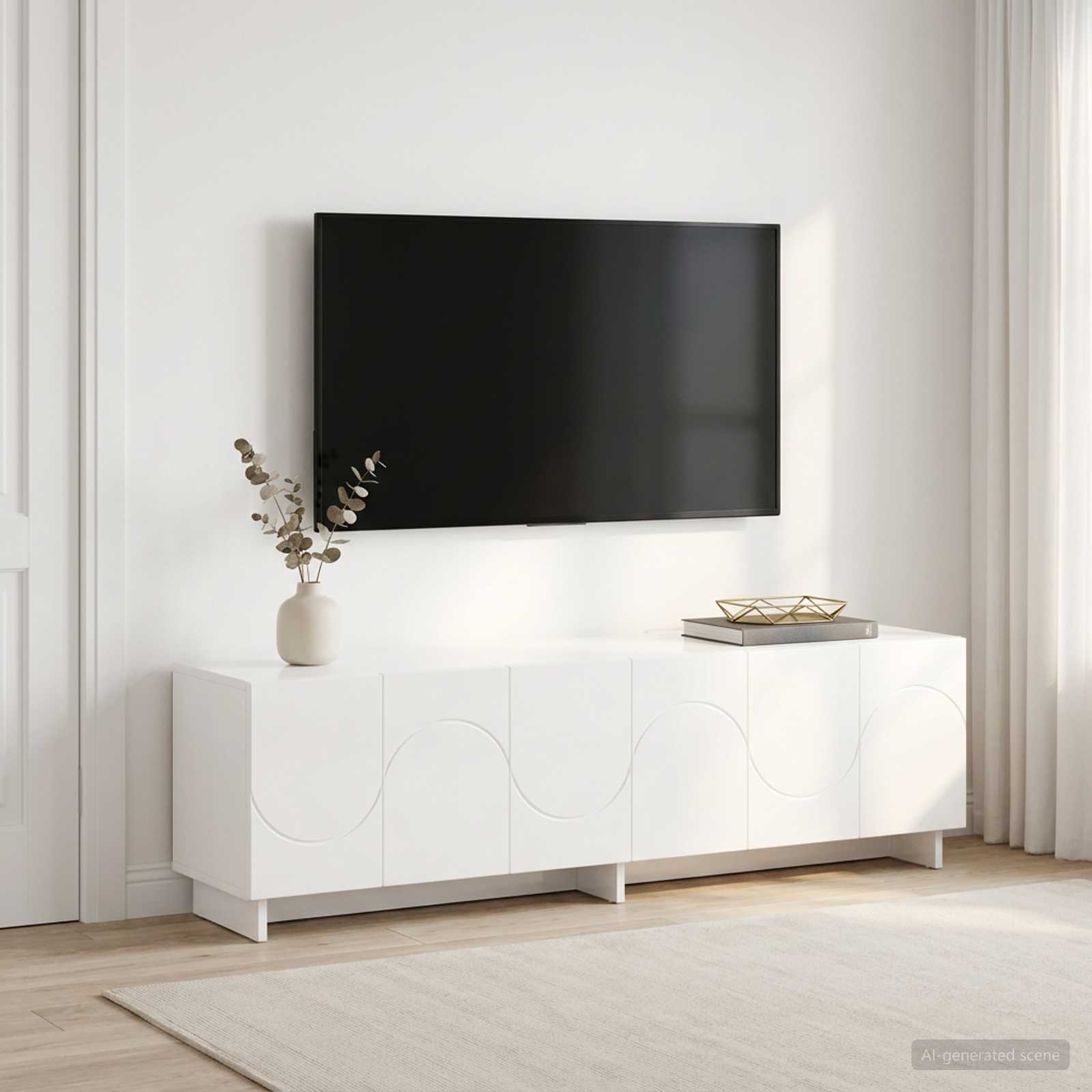 Televizoriaus stovas 140 x 34,5 x 40 cm Itin blizgi balta