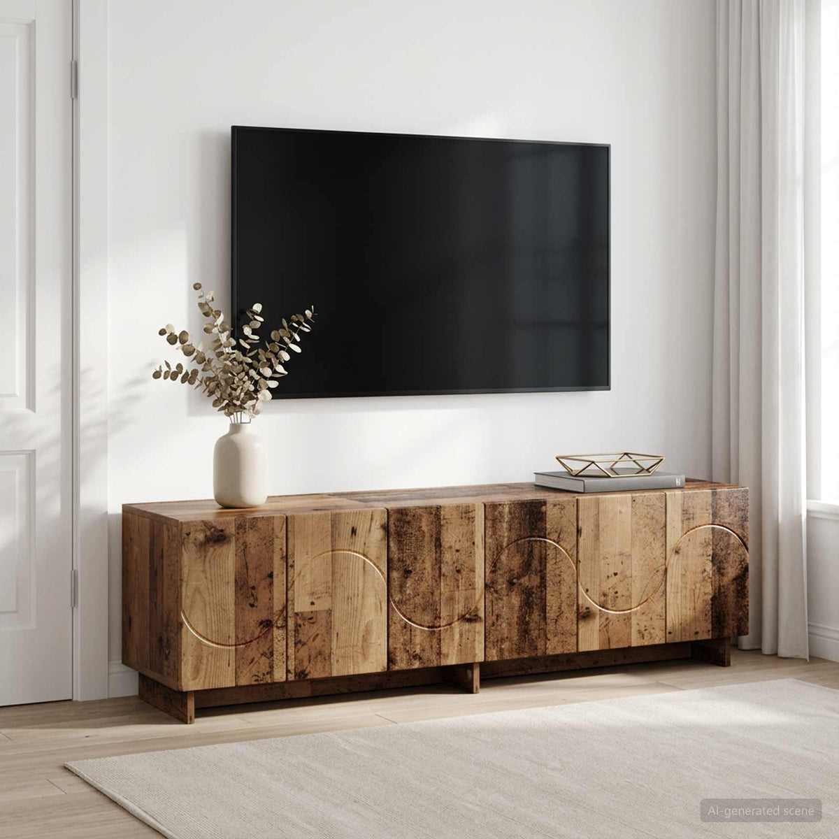 Televizoriaus stovas 140 x 34,5 x 40 cm Sendintos medienos