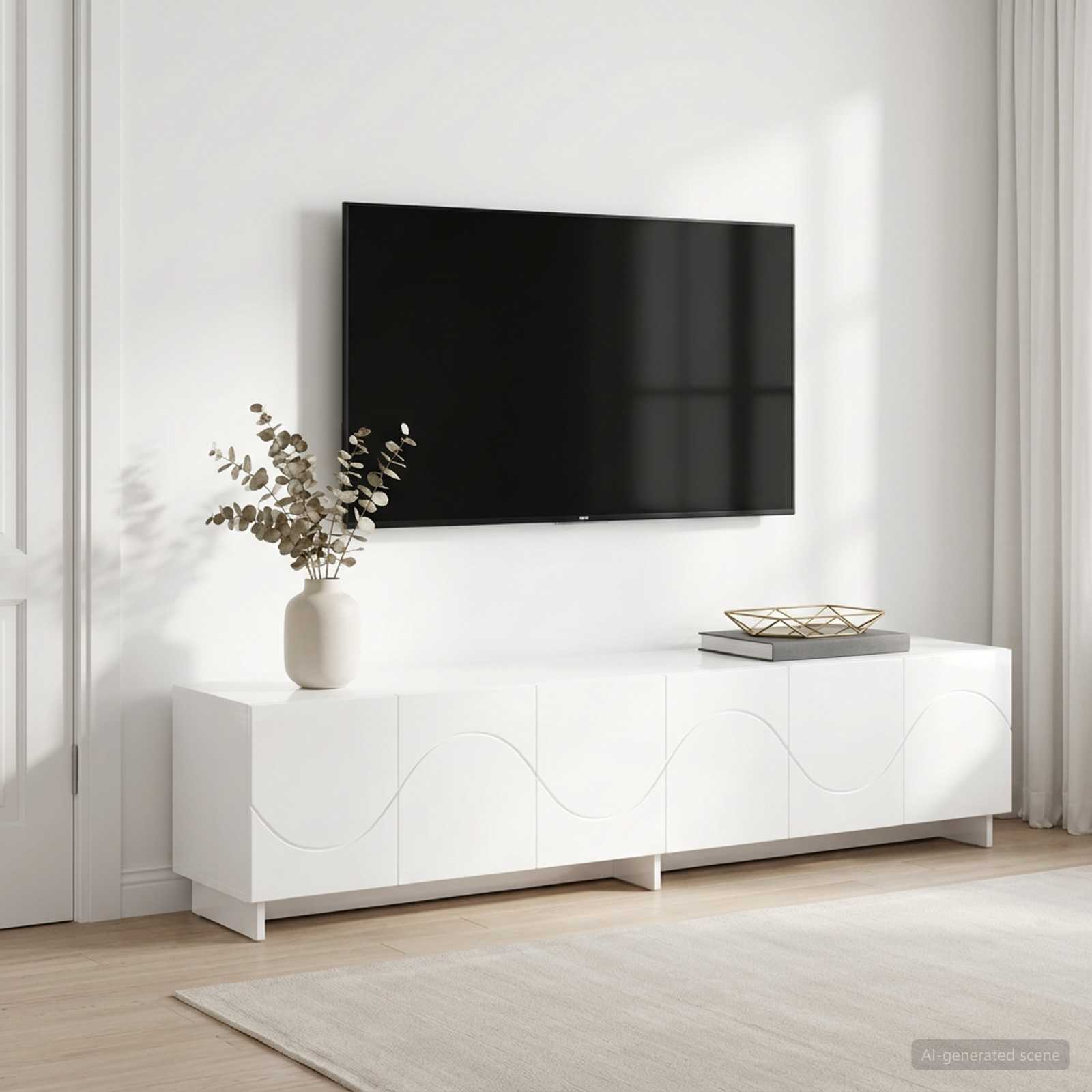 Televizoriaus stovas 179.5 x 34.5 x 40 cm Itin blizgi balta