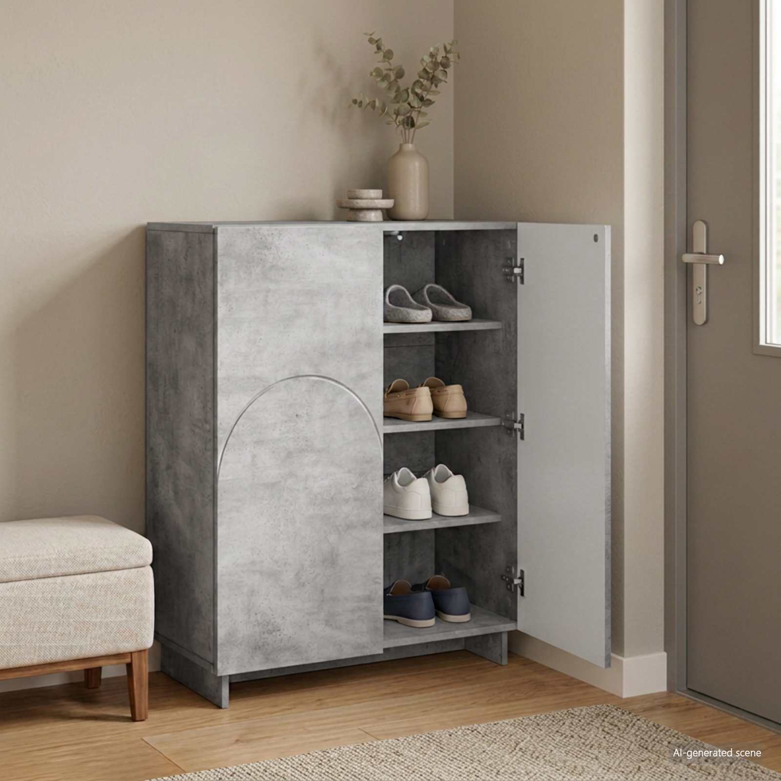 Batu skrynia 73 x 38 x 87,5 cm Apdirbta mediena Betono pilka