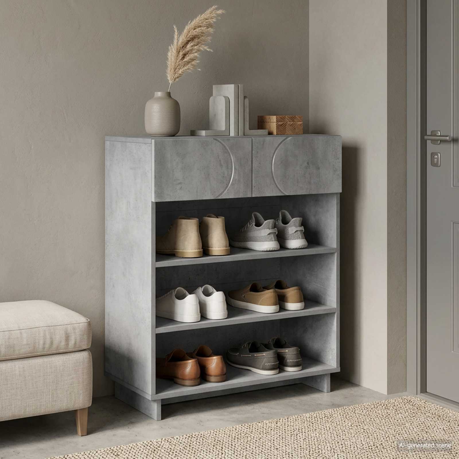 Batu skrynia 73 x 38 x 87,5 cm Apdirbta mediena Betono pilka
