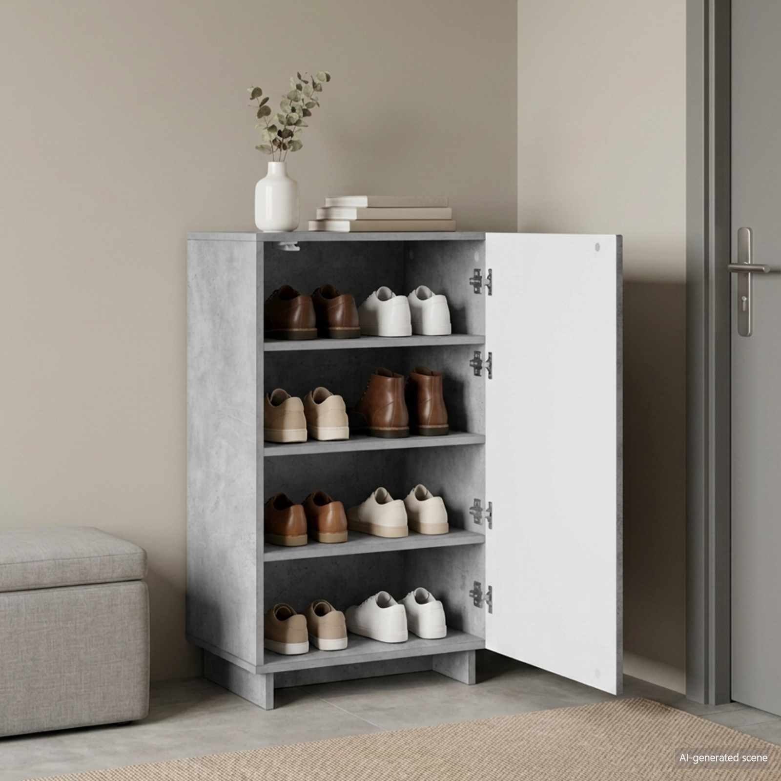 Batu skrynia 48 x 38 x 87,5 cm Apdirbta mediena Betono pilka