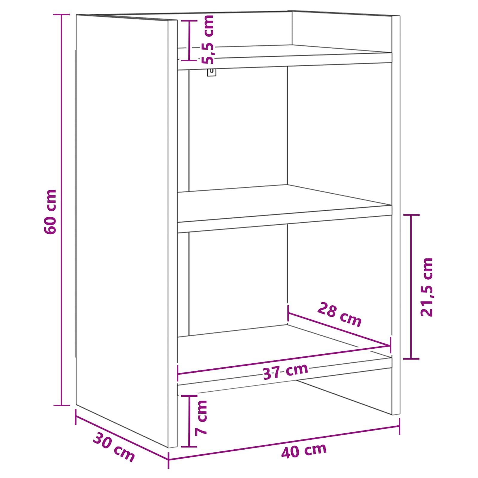 Naktiniai staliukai 2 pcs Juodojo ąžuolo 40 x 30 x 60 cm
