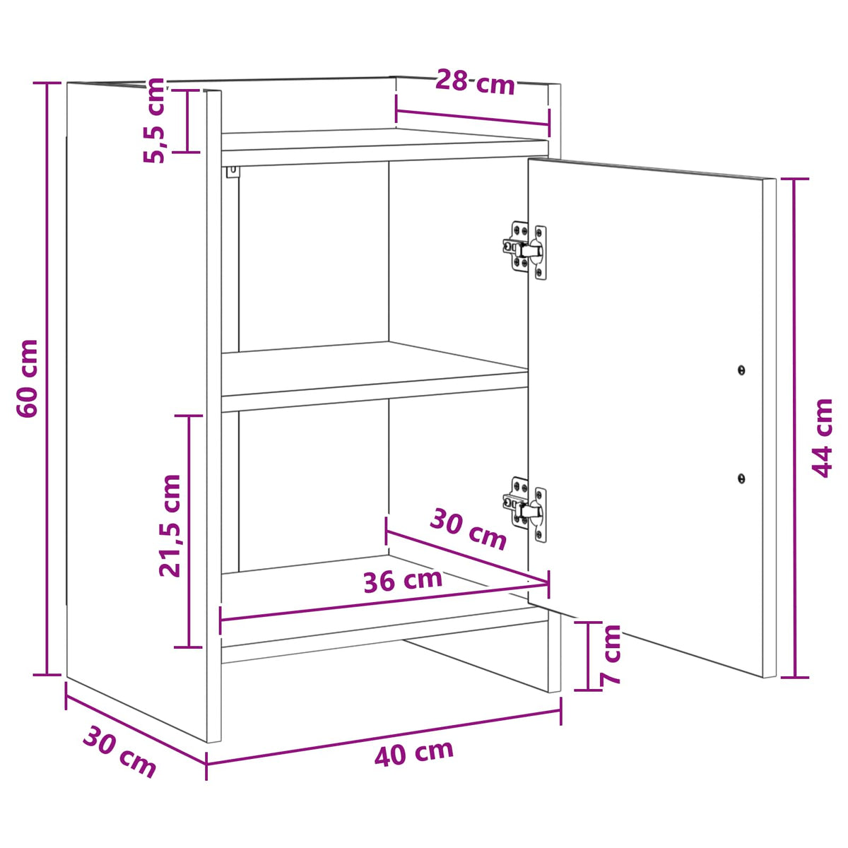 Naktiniai staliukai 2 pcs Pilka Sonoma 40 x 30 x 60 cm