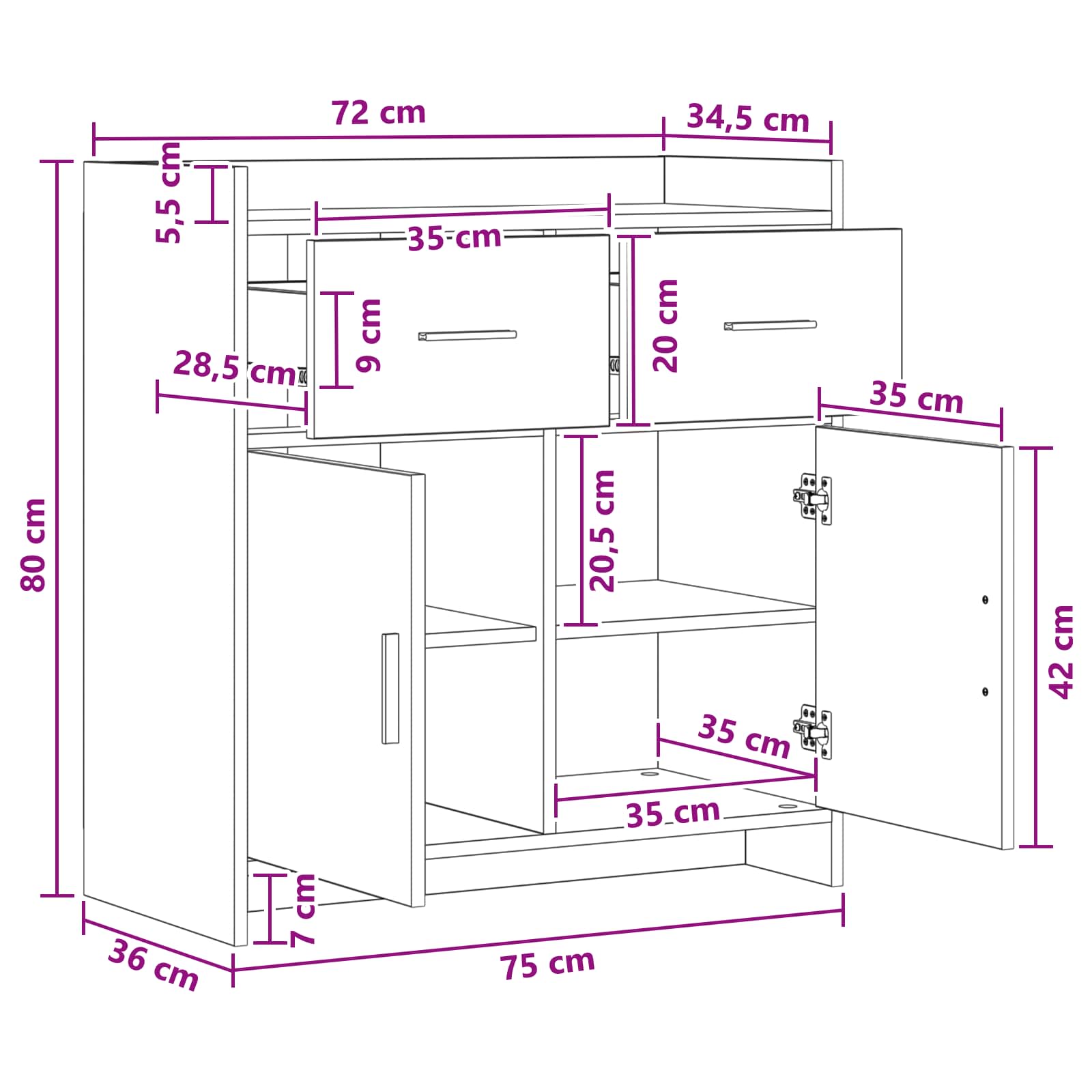 Kabalas Balta 75 x 36 x 80 cm Apdirbta mediena
