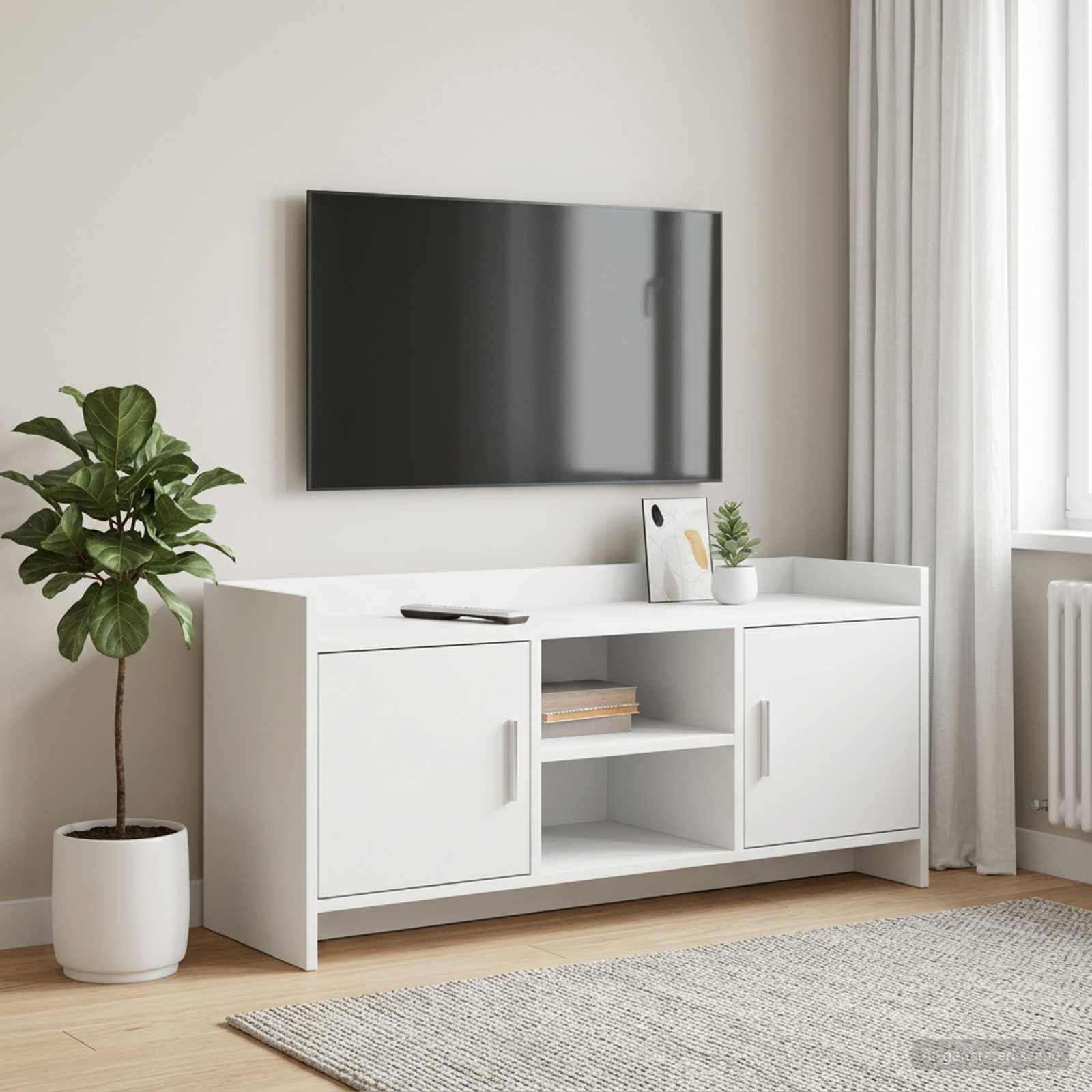 Televizoriaus spintelė 102 x 33 x 47 cm Balta Apdirbta mediena