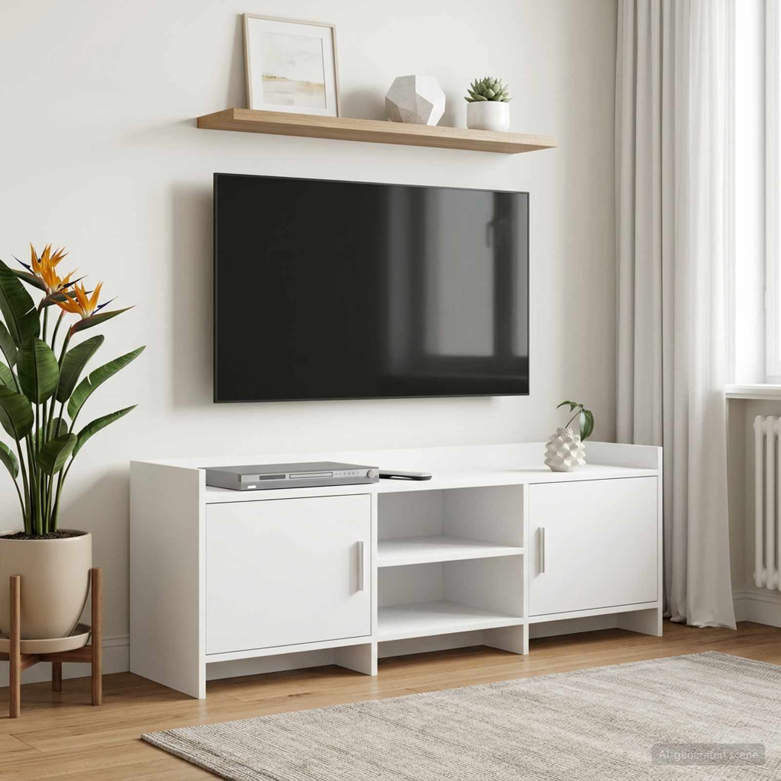 Televizoriaus spintelė 130 x 33 x 47 cm Balta Apdirbta mediena