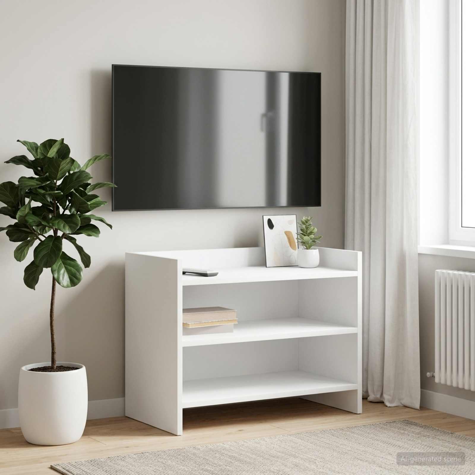 Televizoriaus spintelė 60 x 33 x 47 cm Balta Apdirbta mediena