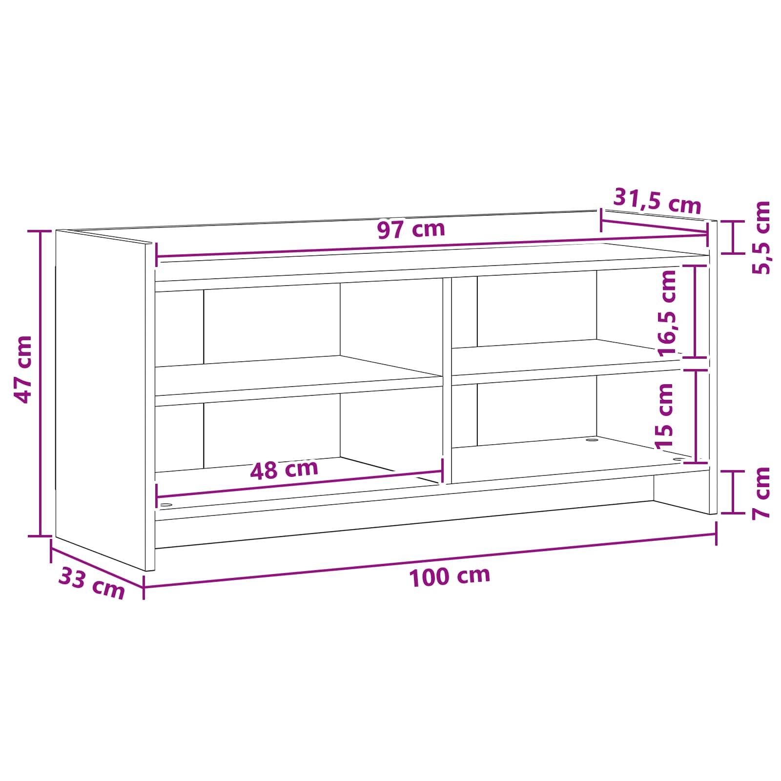 Televizoriaus spintelė 100 x 33 x 47 cm Juodojo ąžuolo