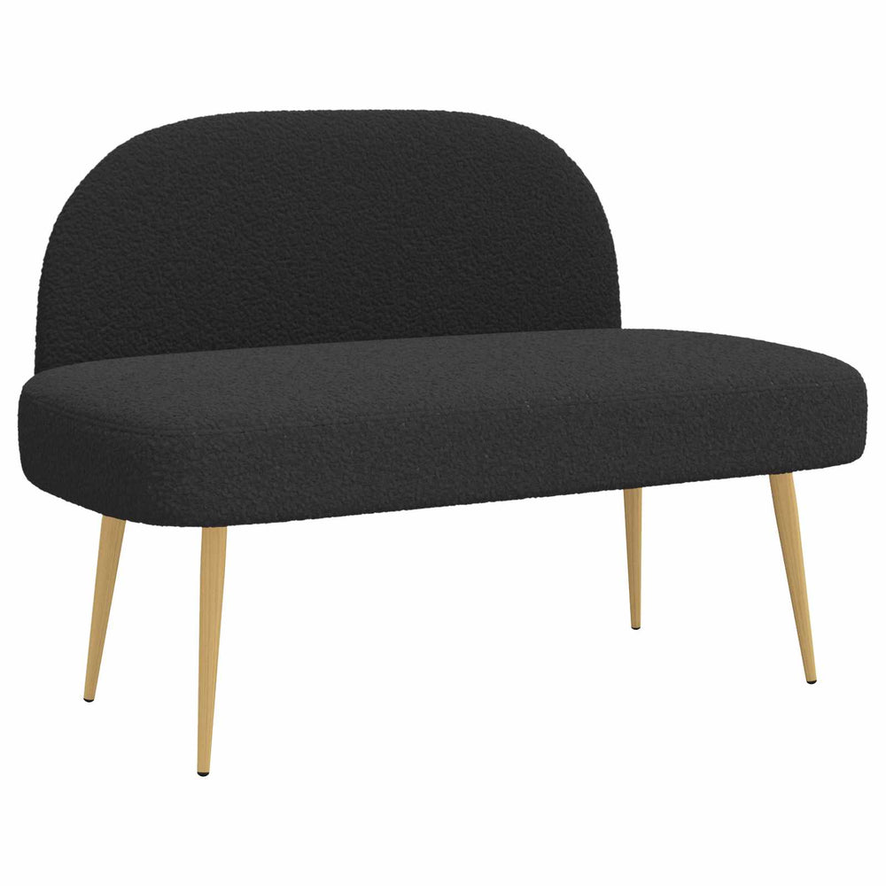 Aptrauktas suolelis su atlošu Juoda 110 x 60 x 76 cm Bouclé