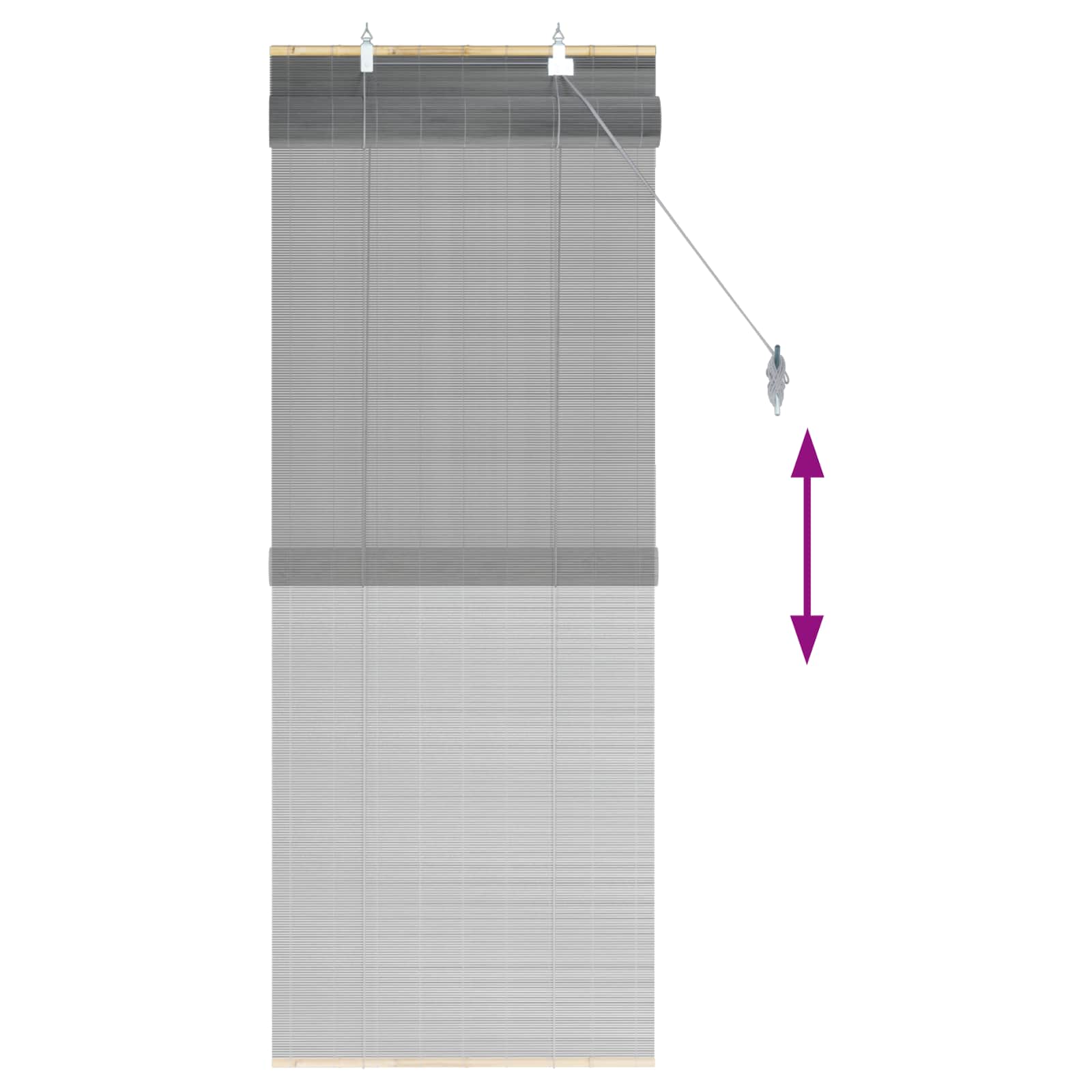 Roletas Pilka 70 x 160 cm Bambukas