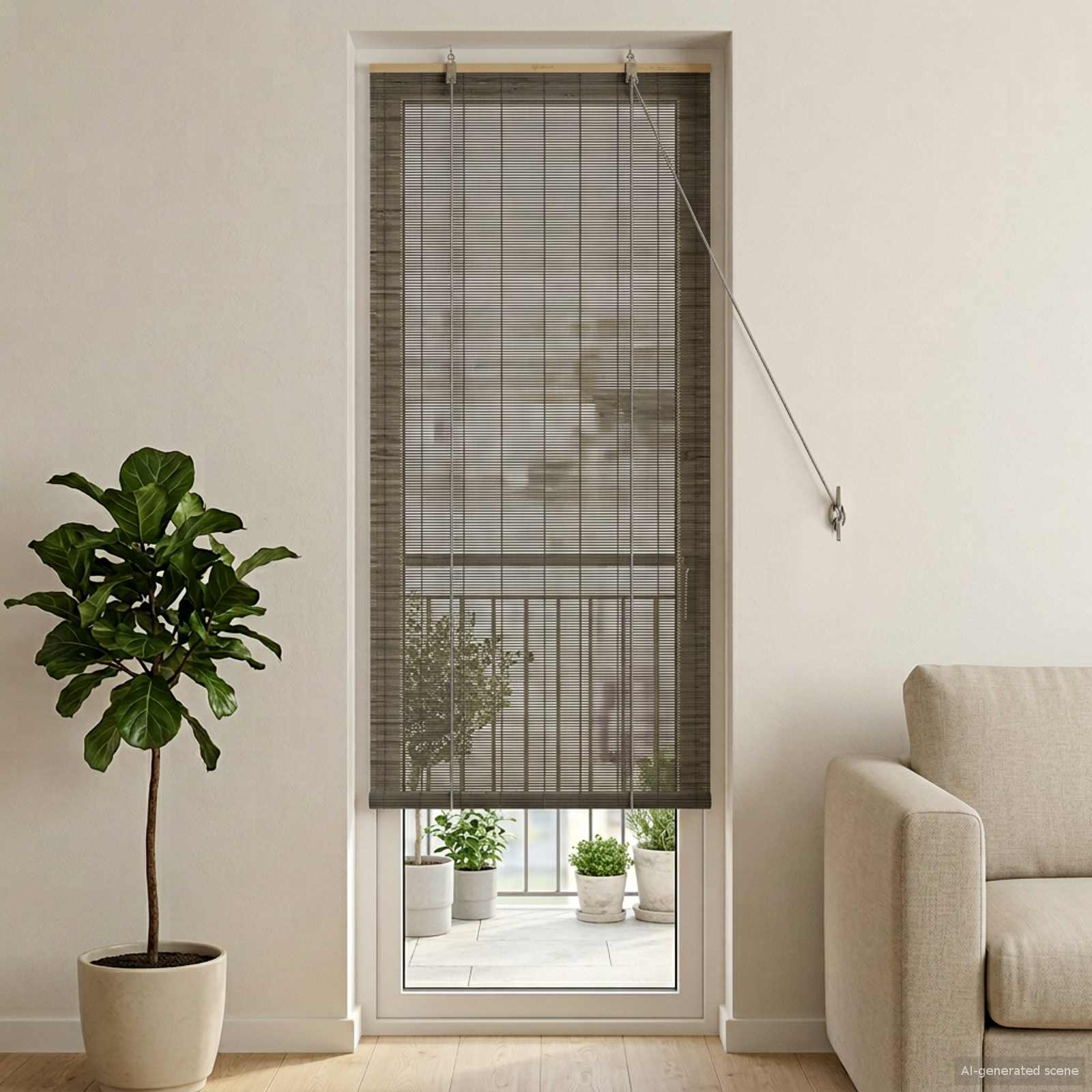 Roletas Pilka 70 x 220 cm Bambukas