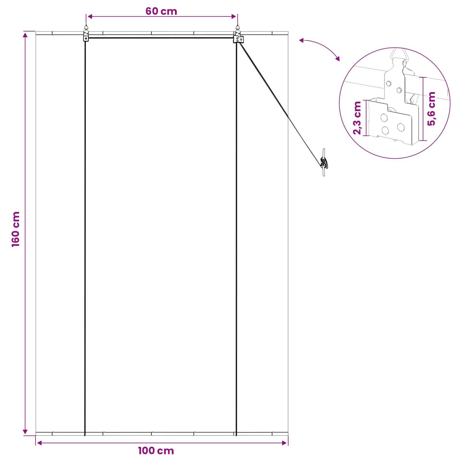 Roletas Pilka 100 x 160 cm Bambukas