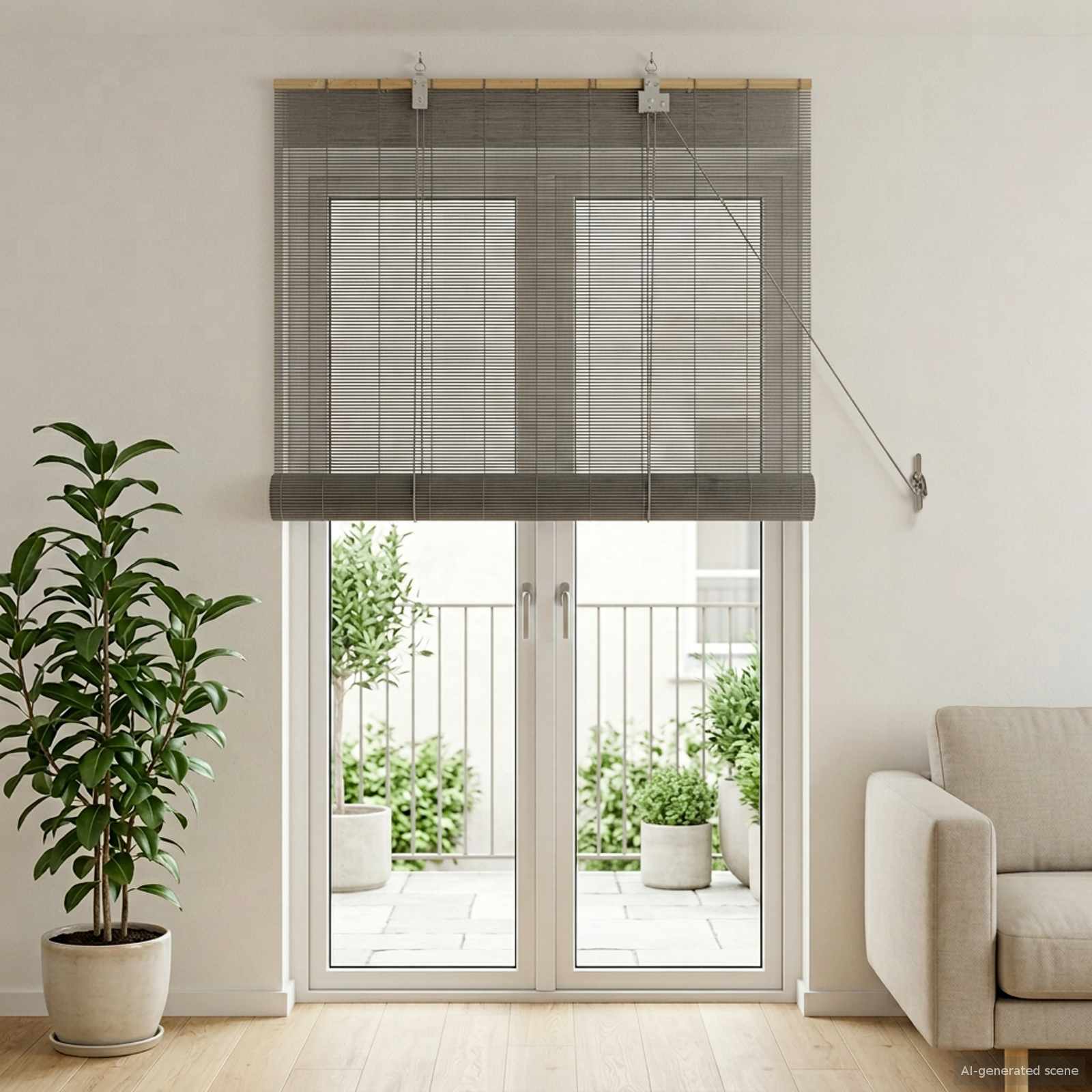 Roletas Pilka 110 x 220 cm Bambukas