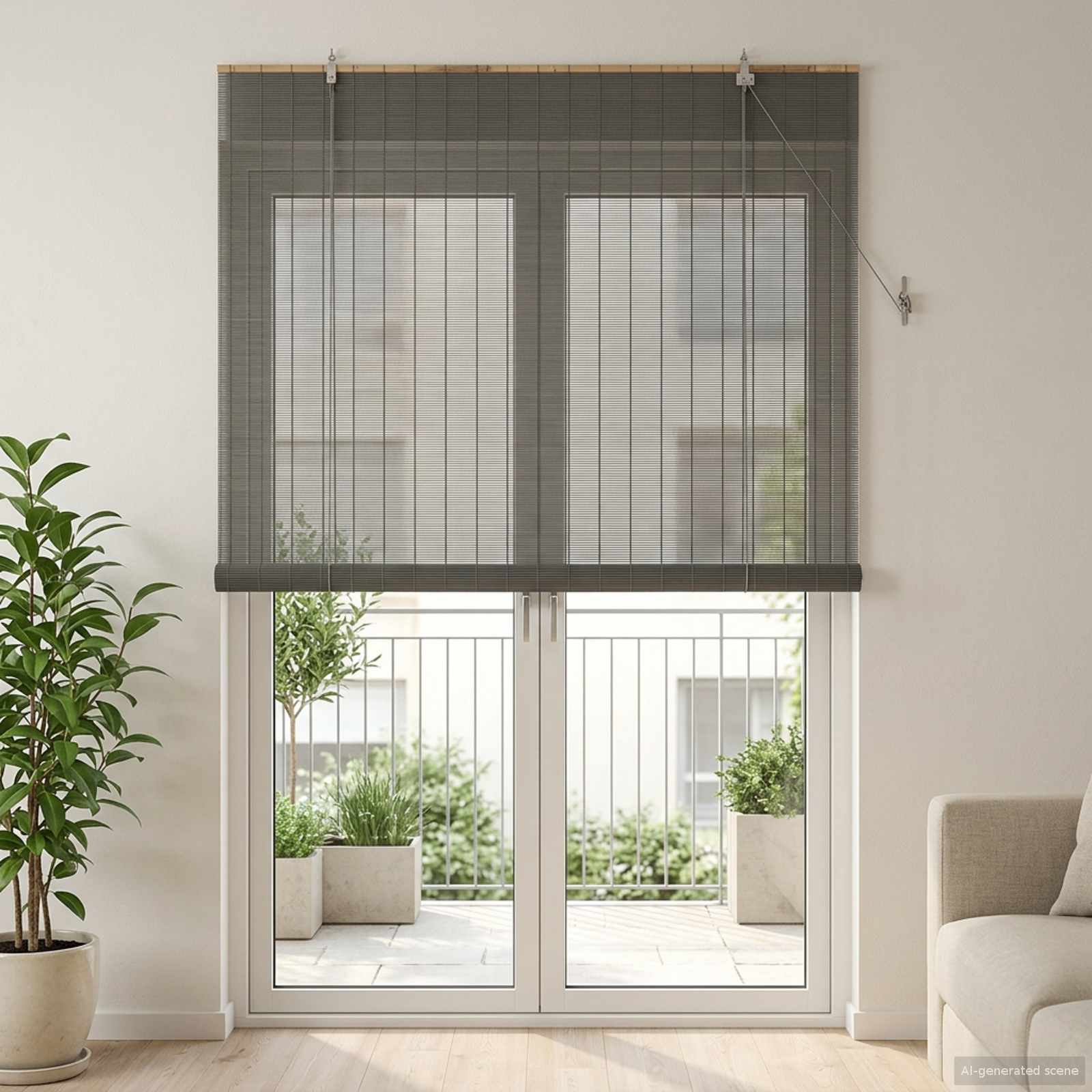 Roletas Pilka 130 x 220 cm Bambukas