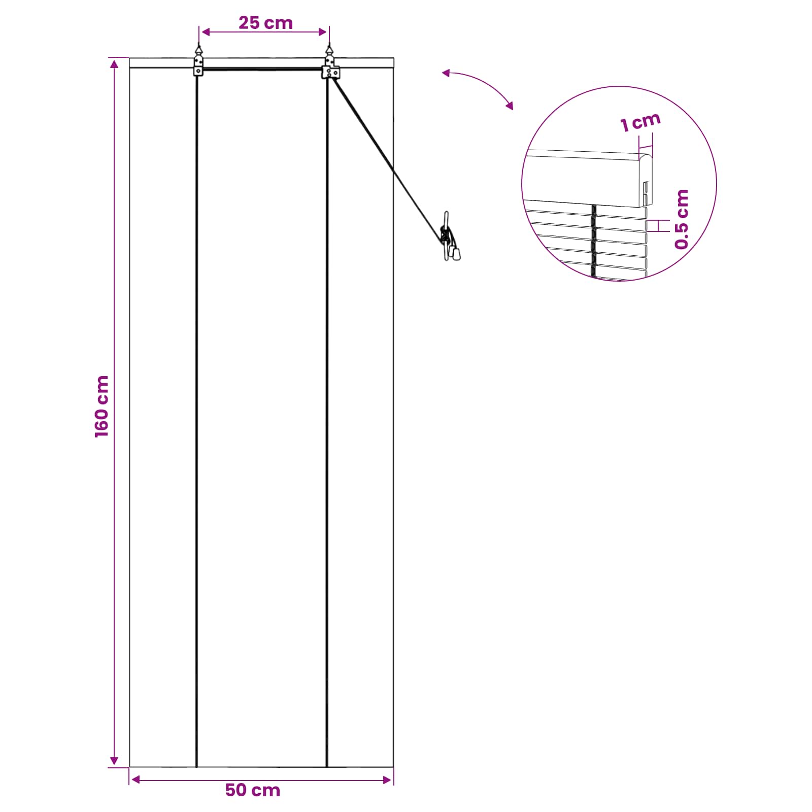 Roletas Ruda 50 x 160 cm Bambukas