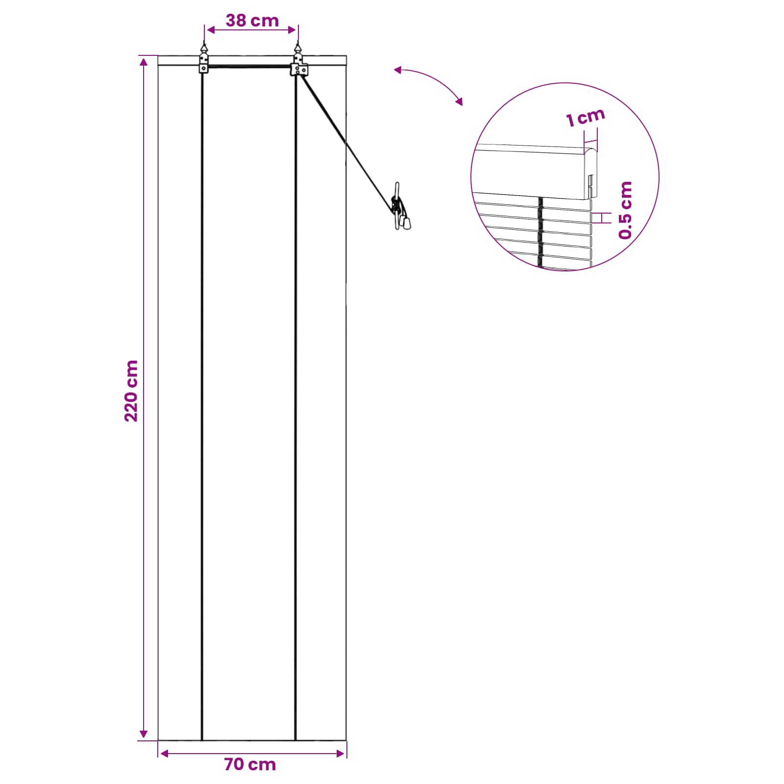 Roletas Ruda 70 x 220 cm Bambukas