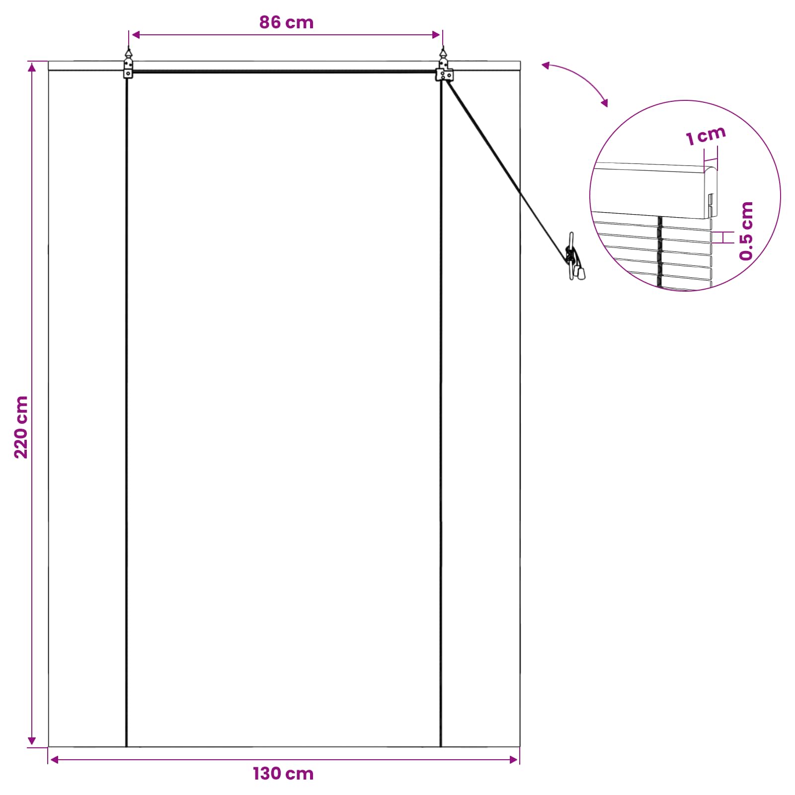 Roletas Ruda 130 x 220 cm Bambukas