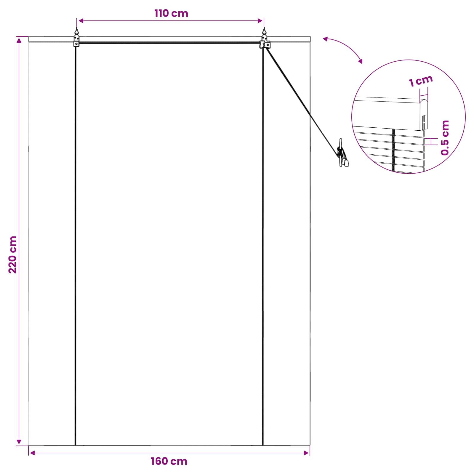 Roletas Ruda 160 x 220 cm Bambukas