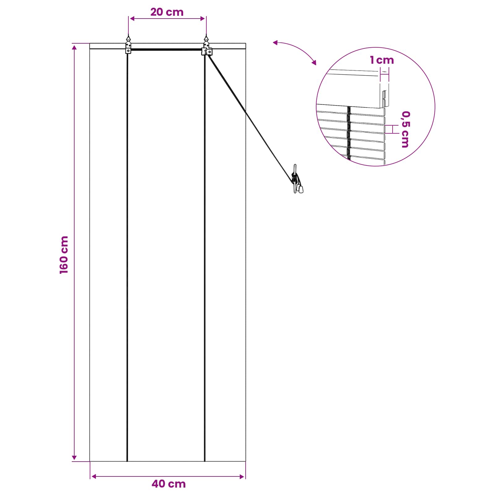 Roletas Natūrali 40 x 160 cm Bambukas