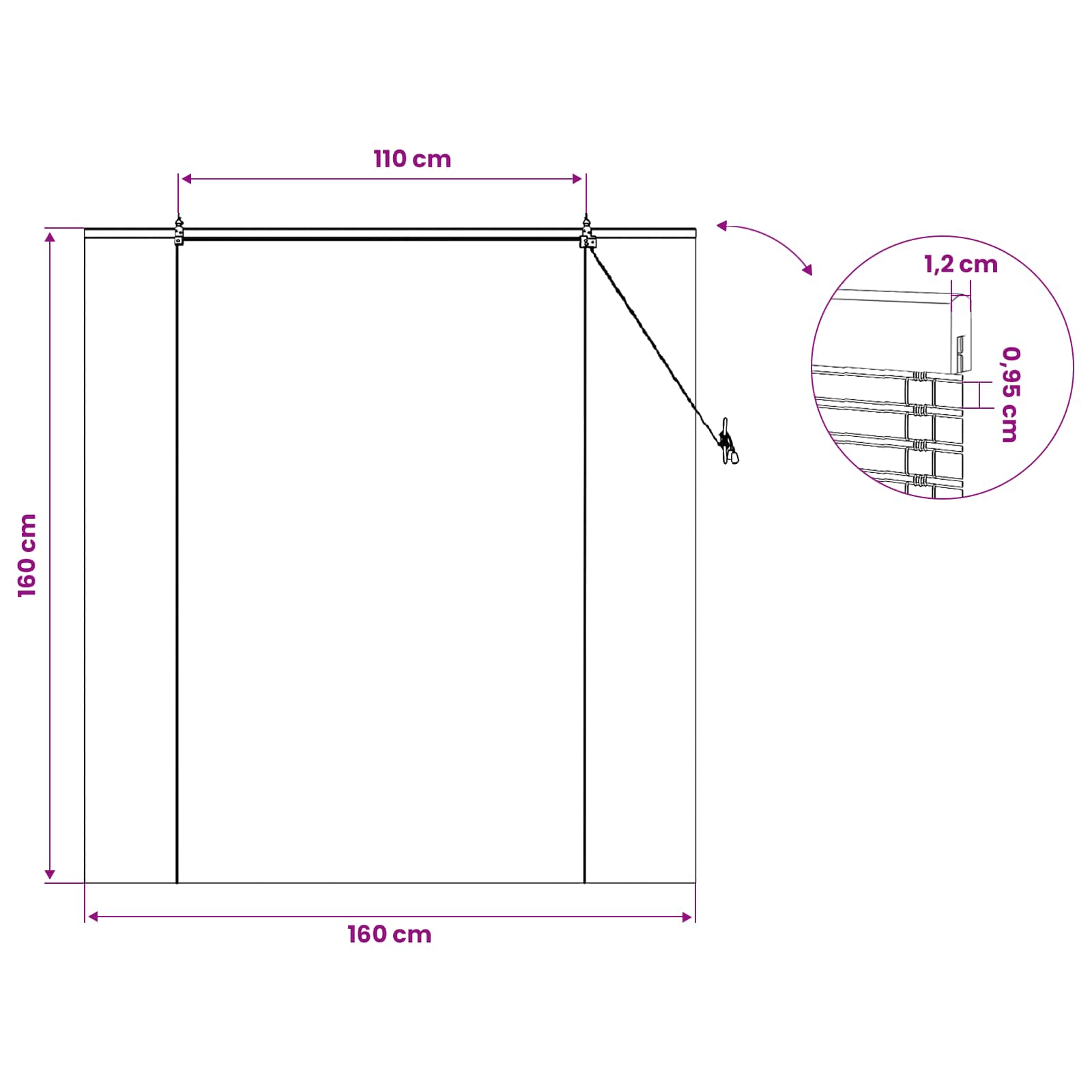 Roletas Gamta 160 x 160 cm Bambukas