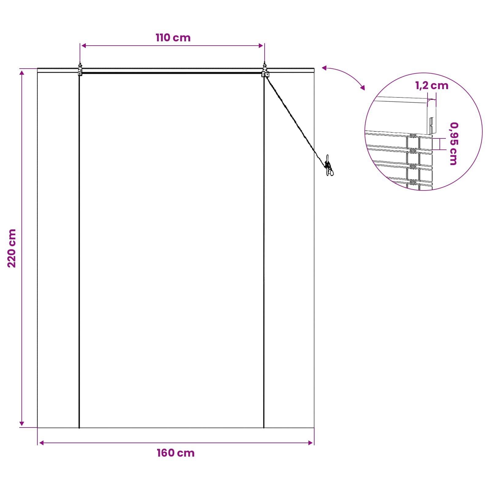 Roletas Gamta 160 x 220 cm Bambukas