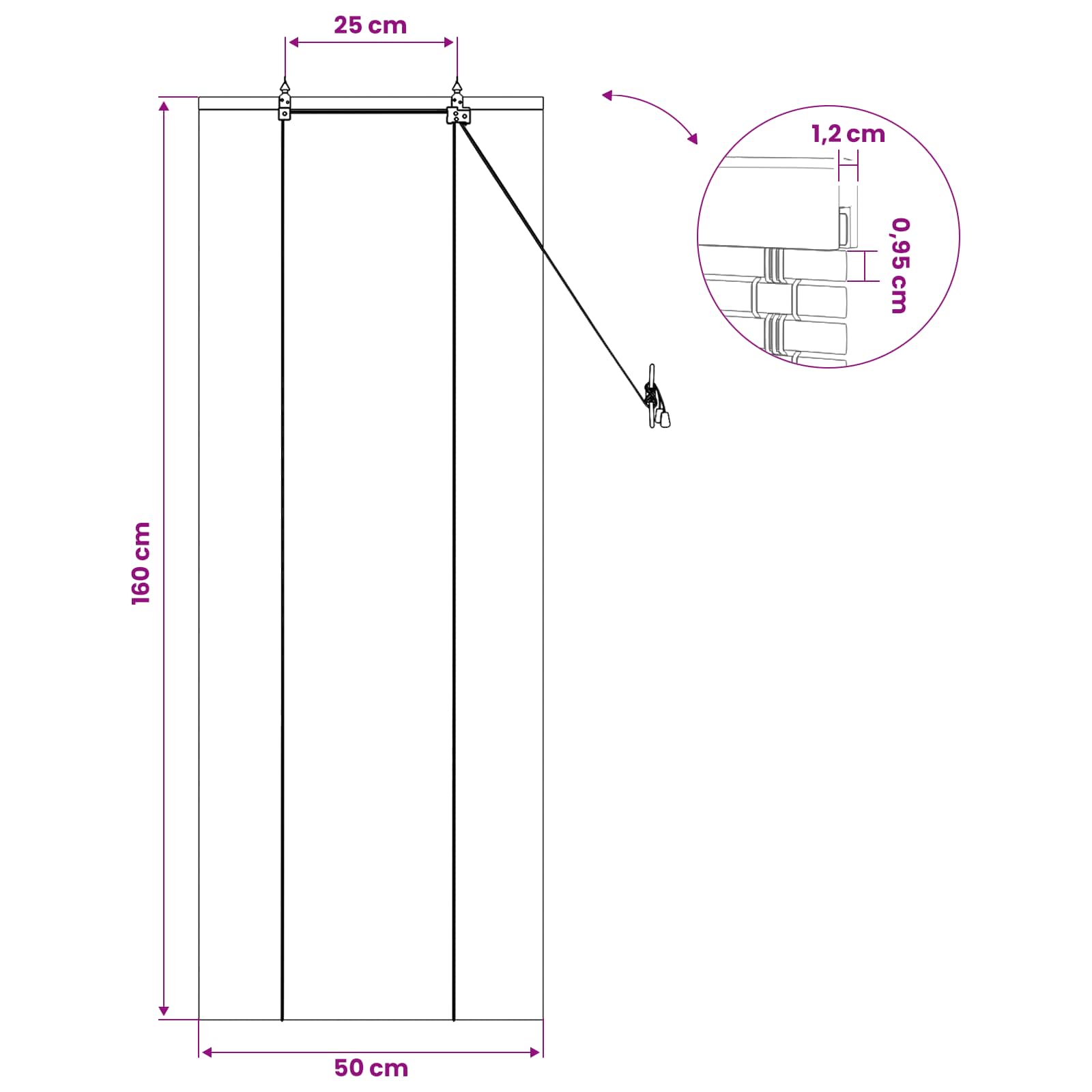Roletas Ruda 50 x 160 cm Bambukas