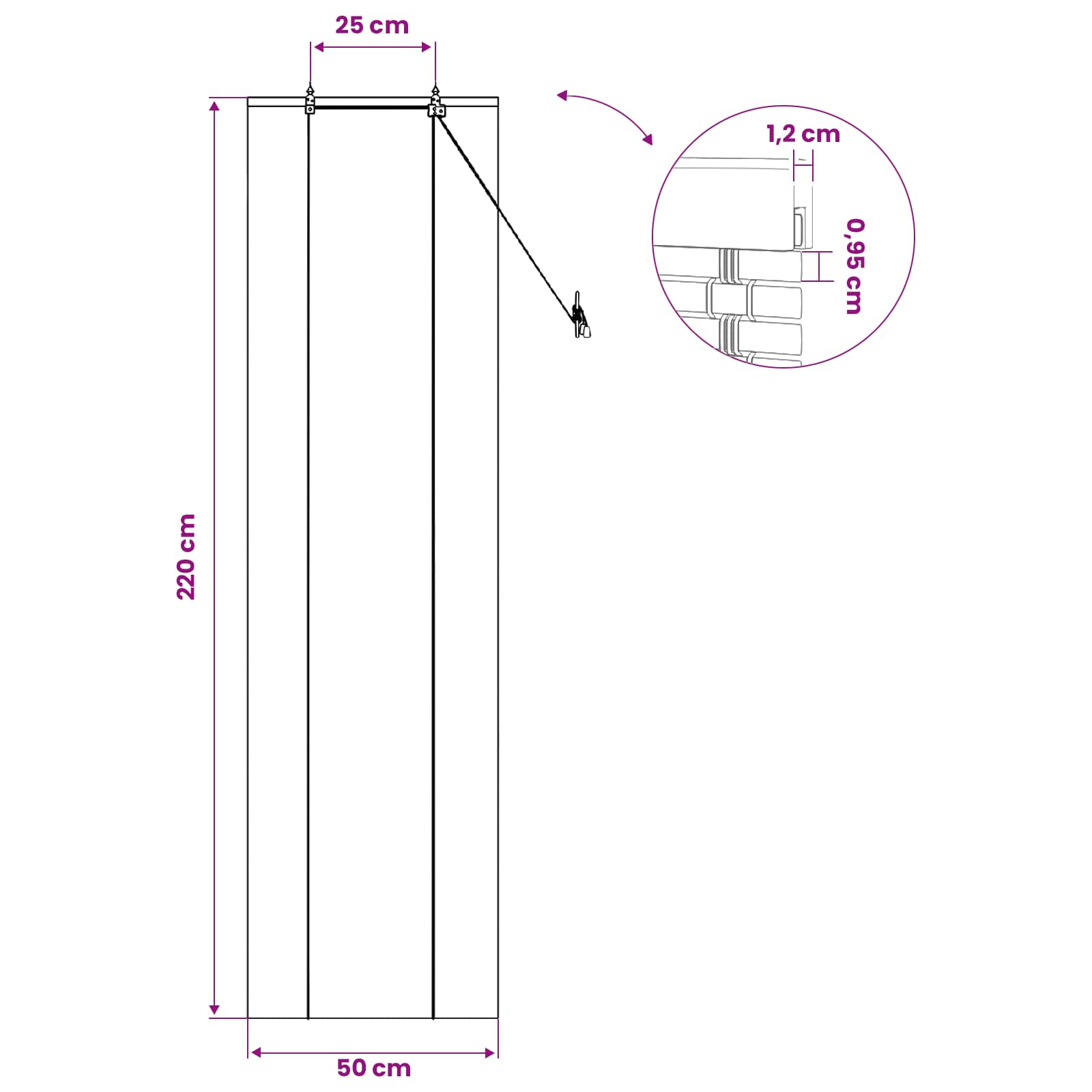 Roletas Ruda 50 x 220 cm Bambukas