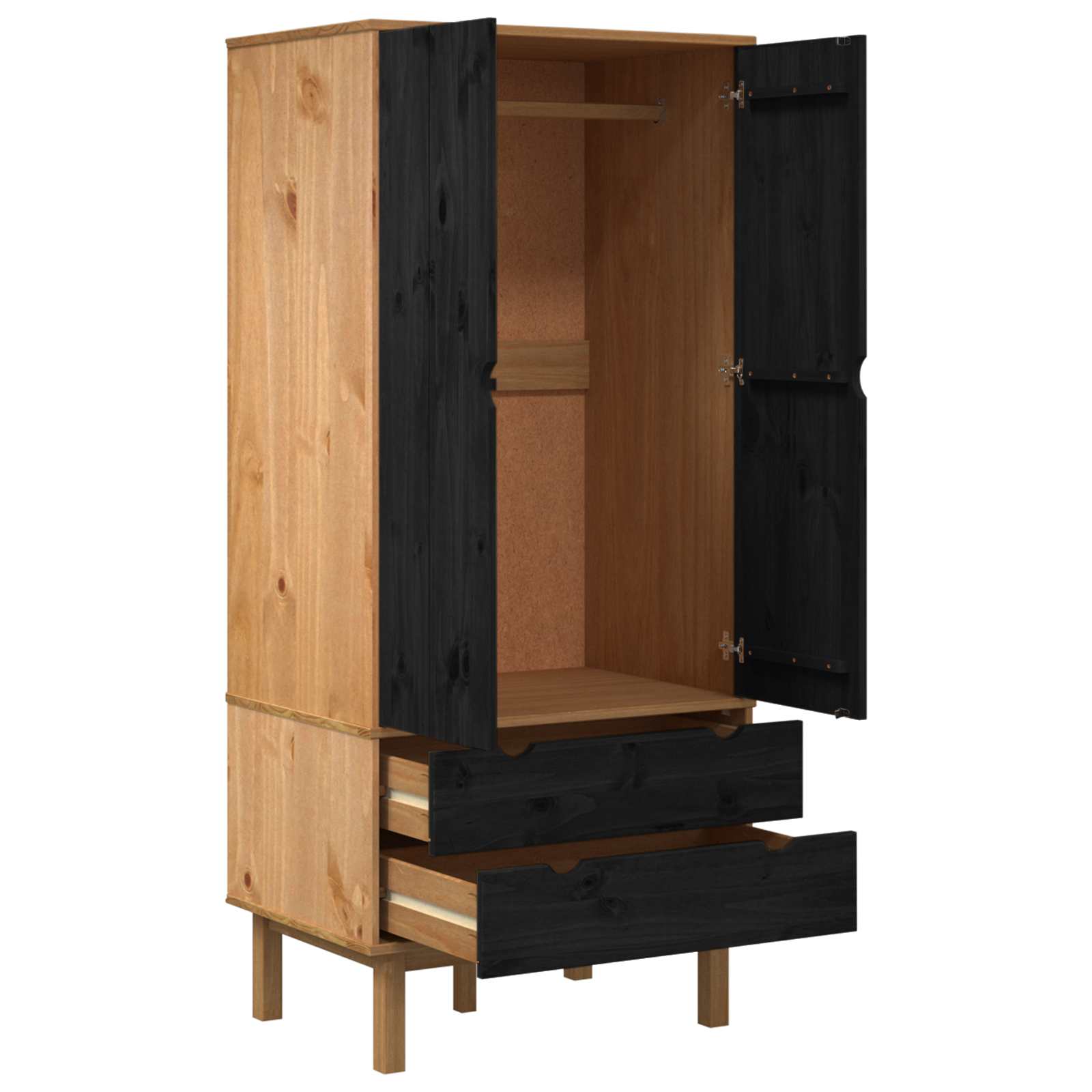 Spinta OTTA Juoda 76,5 x 53 x 172 cm Pušies medienos masyvas