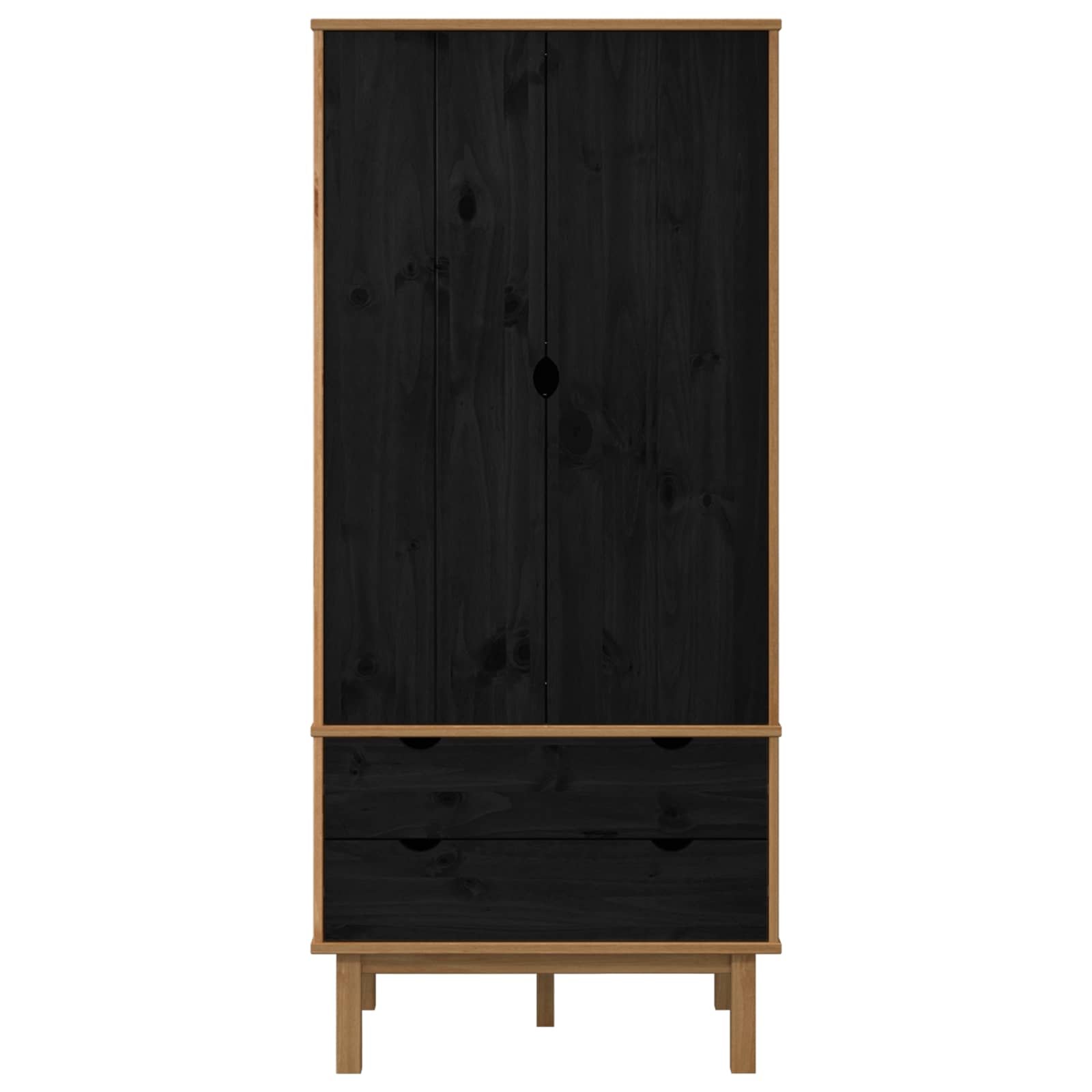 Spinta OTTA Juoda 76,5 x 53 x 172 cm Pušies medienos masyvas