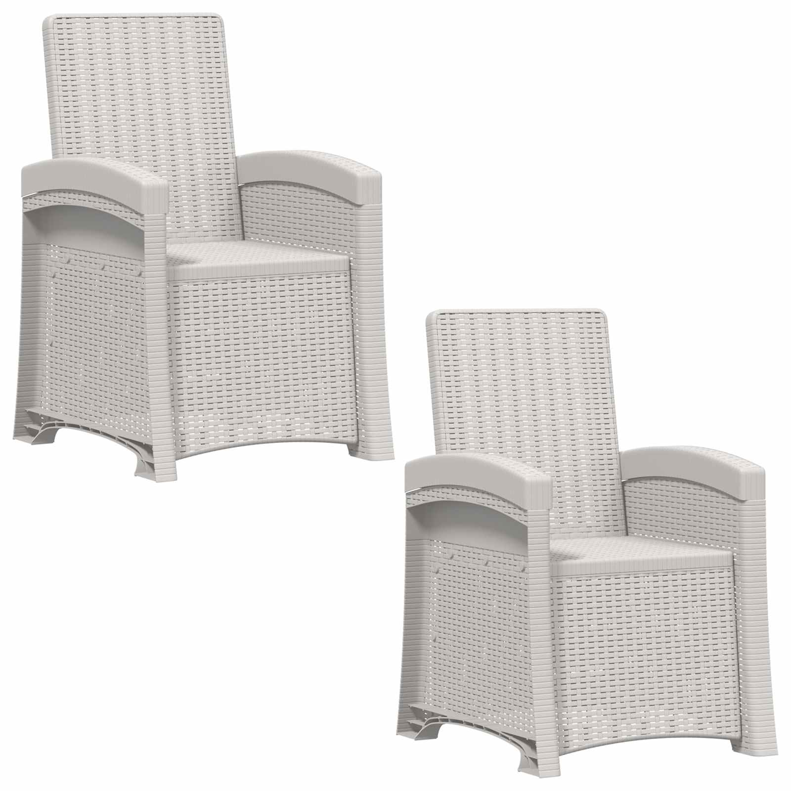 Atlošiamas sodo krėslas su rataniniu vaizdu 2 pcs Balta PP