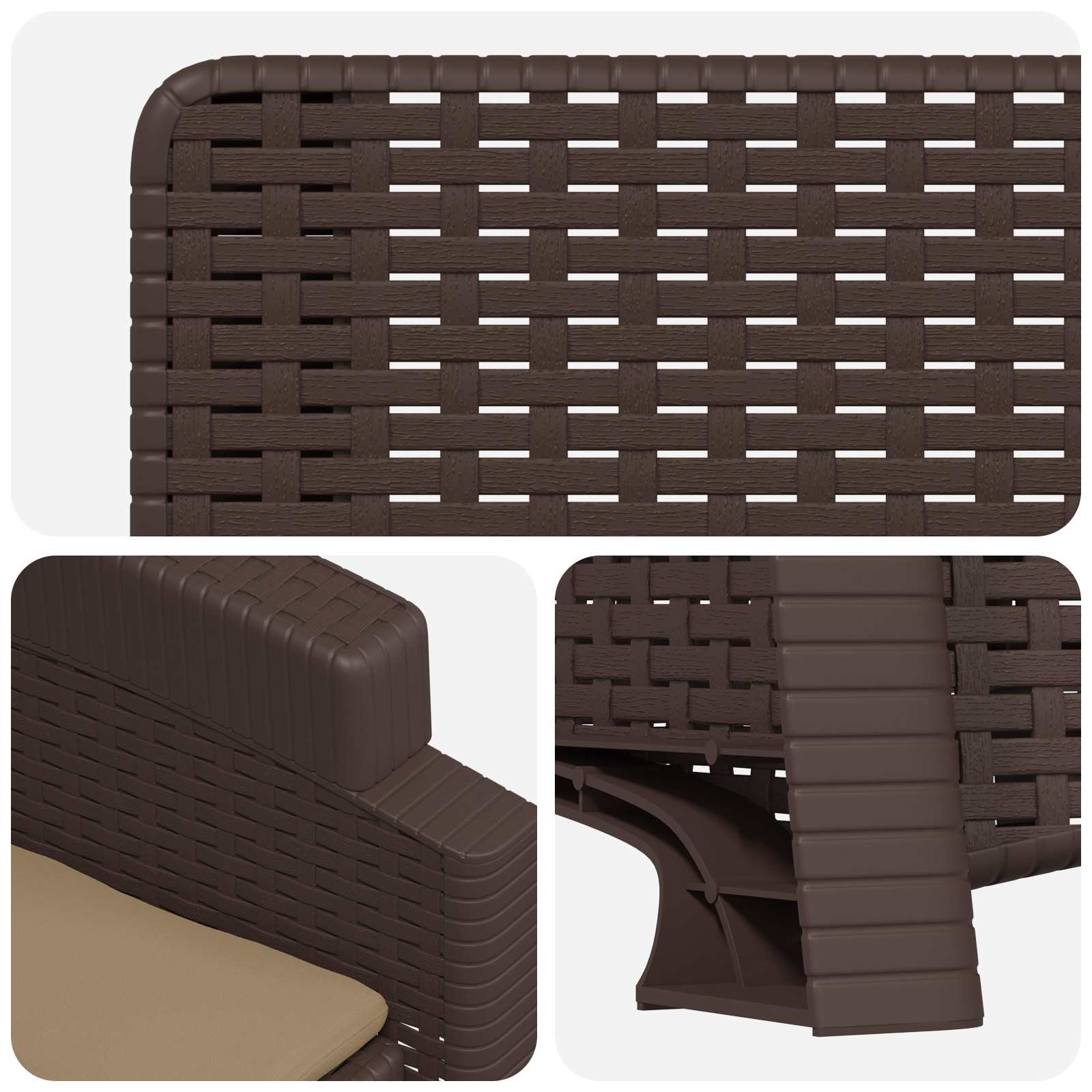 Atlošiamas sodo krėslas su rataniniu vaizdu 2 pcs Ruda ir taupe