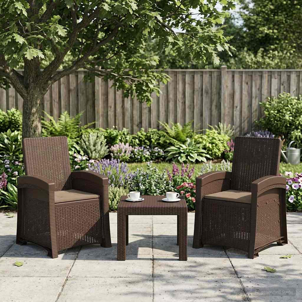 Atlošiamas sodo krėslas su rataniniu vaizdu 2 pcs Ruda ir taupe