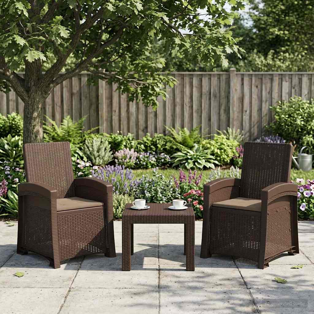 Atlošiamas sodo krėslas su rataniniu vaizdu 2 pcs Ruda ir taupe
