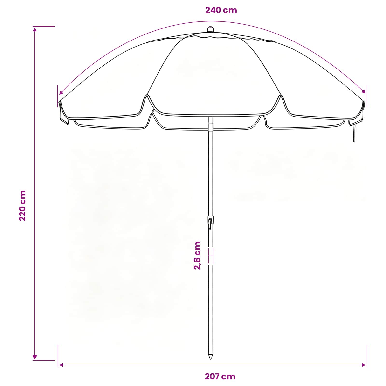 Sodo skėtis 240 cm 170T poliesteris Oranžinė