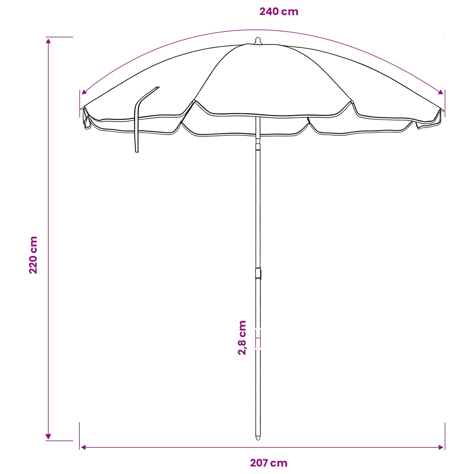 Sodo skėtis 240 cm 170T poliesteris Oranžinė