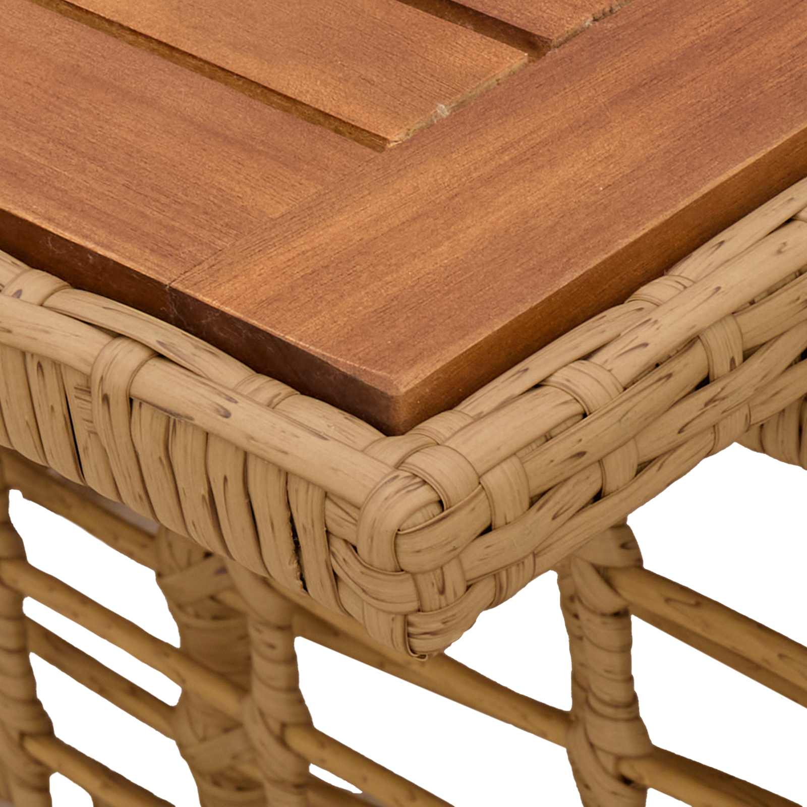 Sodo stalas Natūrali 100 x 55 x 37 cm PE Rattan ir Stiklas