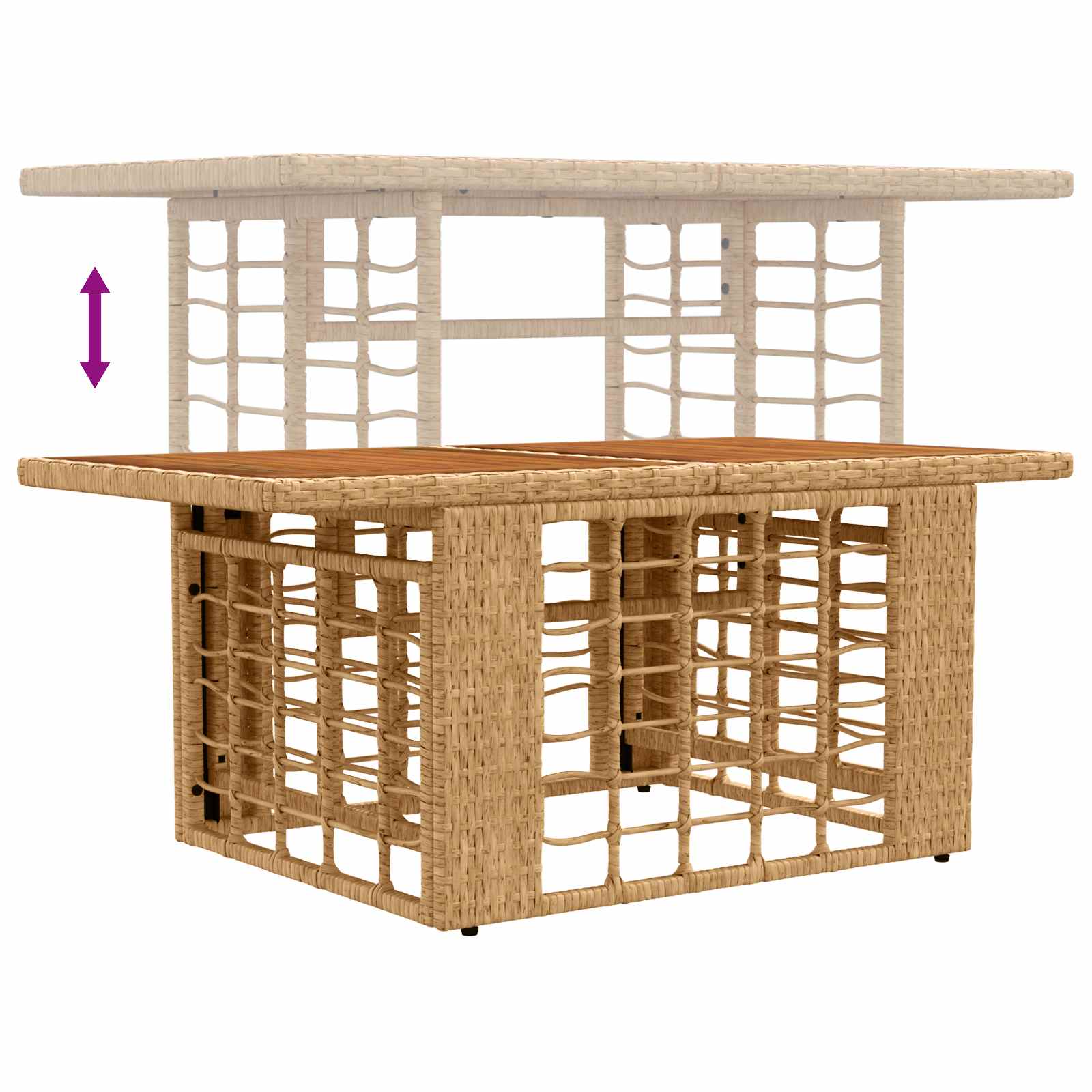 Sodo stalas Natūrali 100 x 55 x 37 cm PE Rattan ir Stiklas