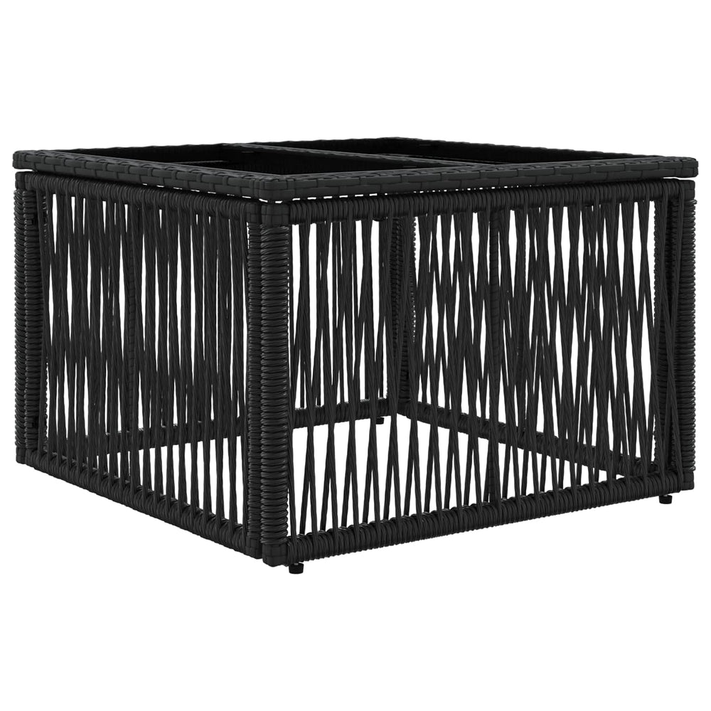 Sodo stalas Juoda 55 x 55 x 37 cm PE Rattan ir Stiklas