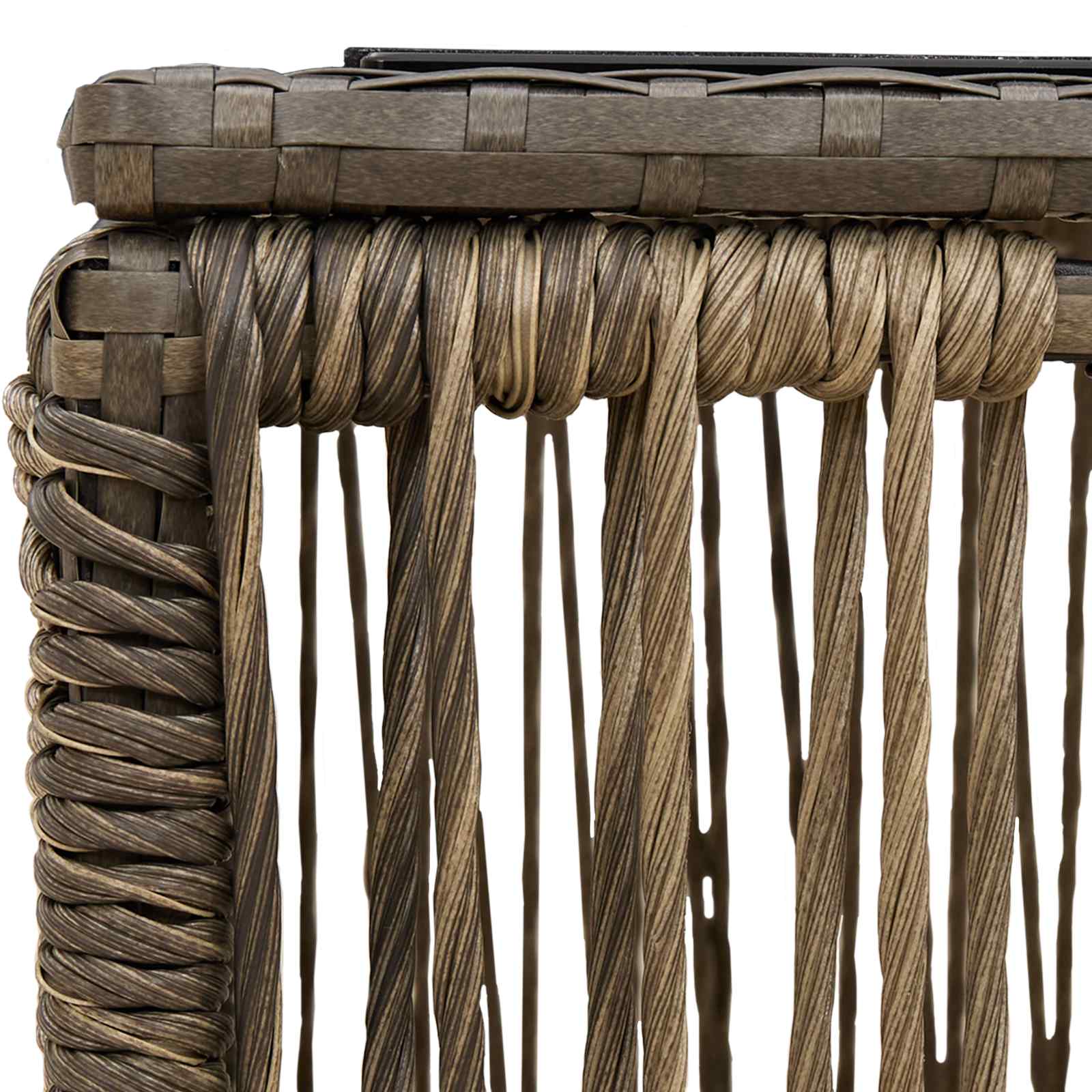 Sodo stalas Pilka ir juoda 55 x 55 x 37 cm PE Rattan ir Stiklas