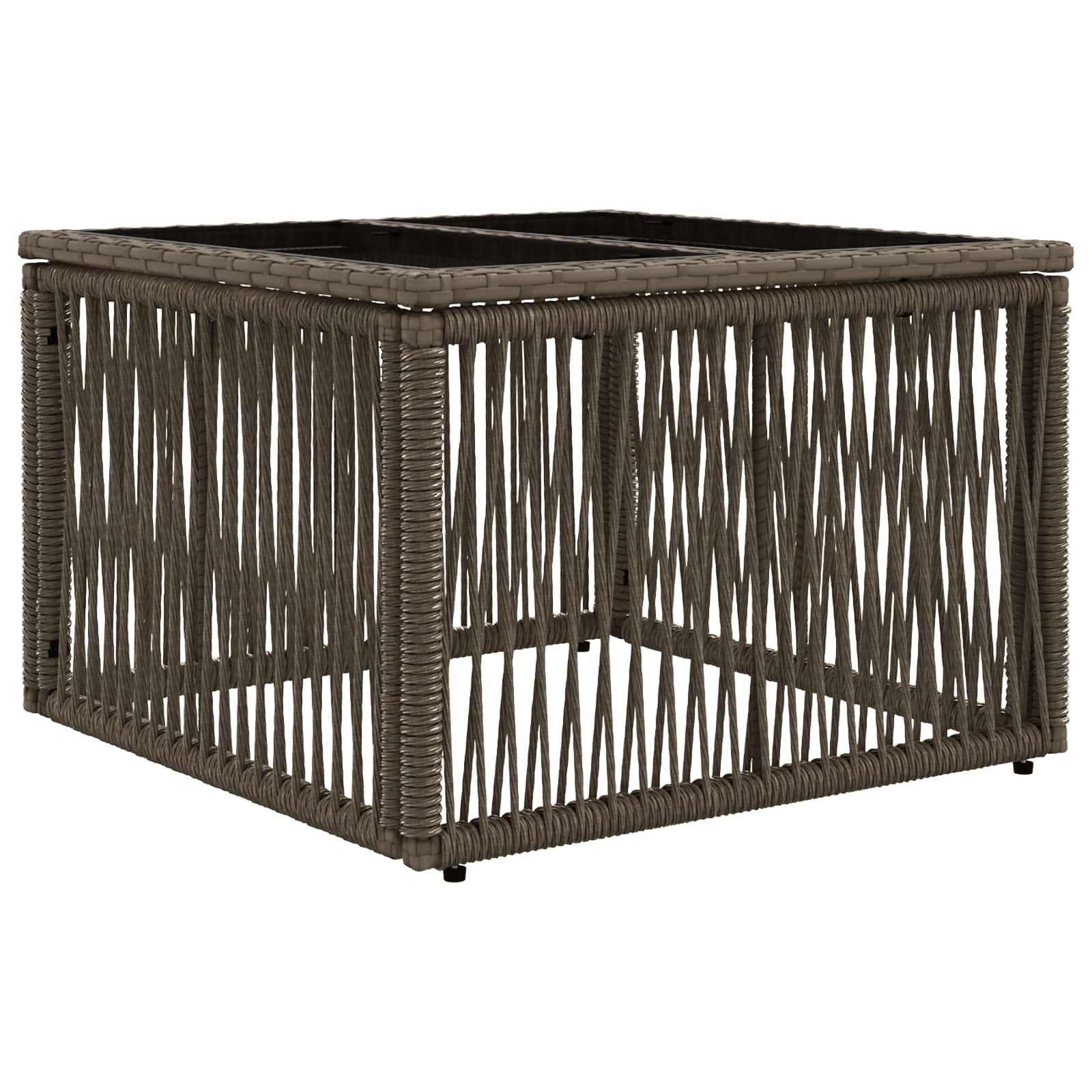 Sodo stalas Pilka ir juoda 55 x 55 x 37 cm PE Rattan ir Stiklas
